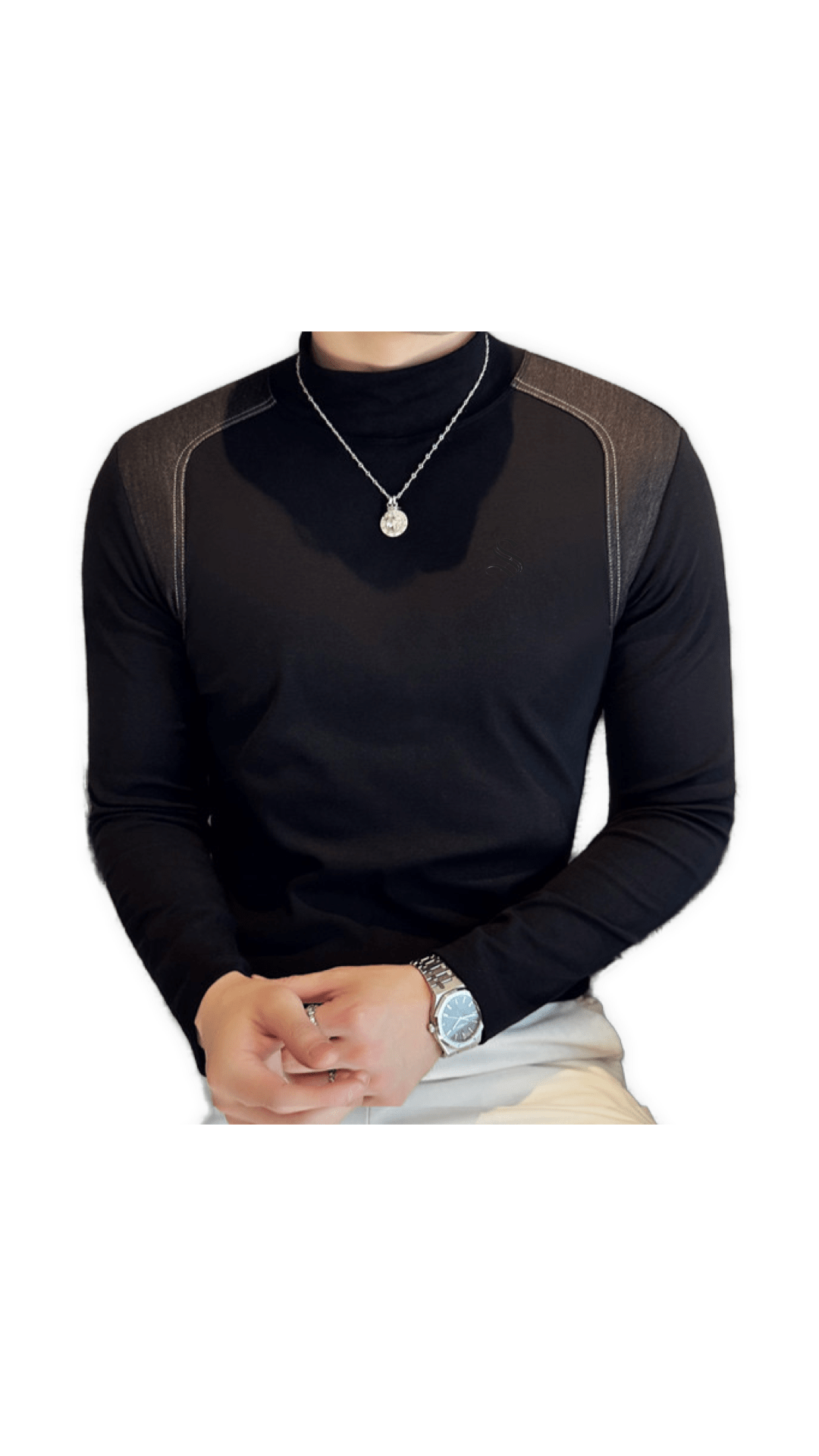 EWB 2 - High Neck Long Sleeve Shirt for Men - Sarman Fashion - Wholesale Clothing Fashion Brand for Men from Canada
