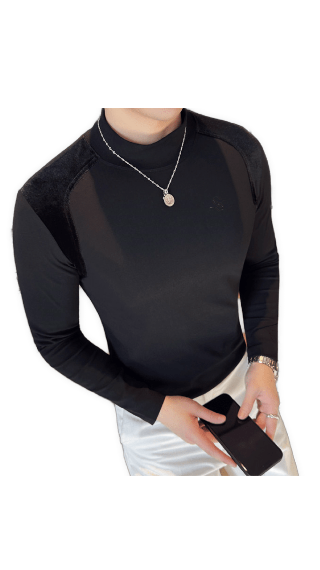 EWB 3 - High Neck Long Sleeve Shirt for Men - Sarman Fashion - Wholesale Clothing Fashion Brand for Men from Canada