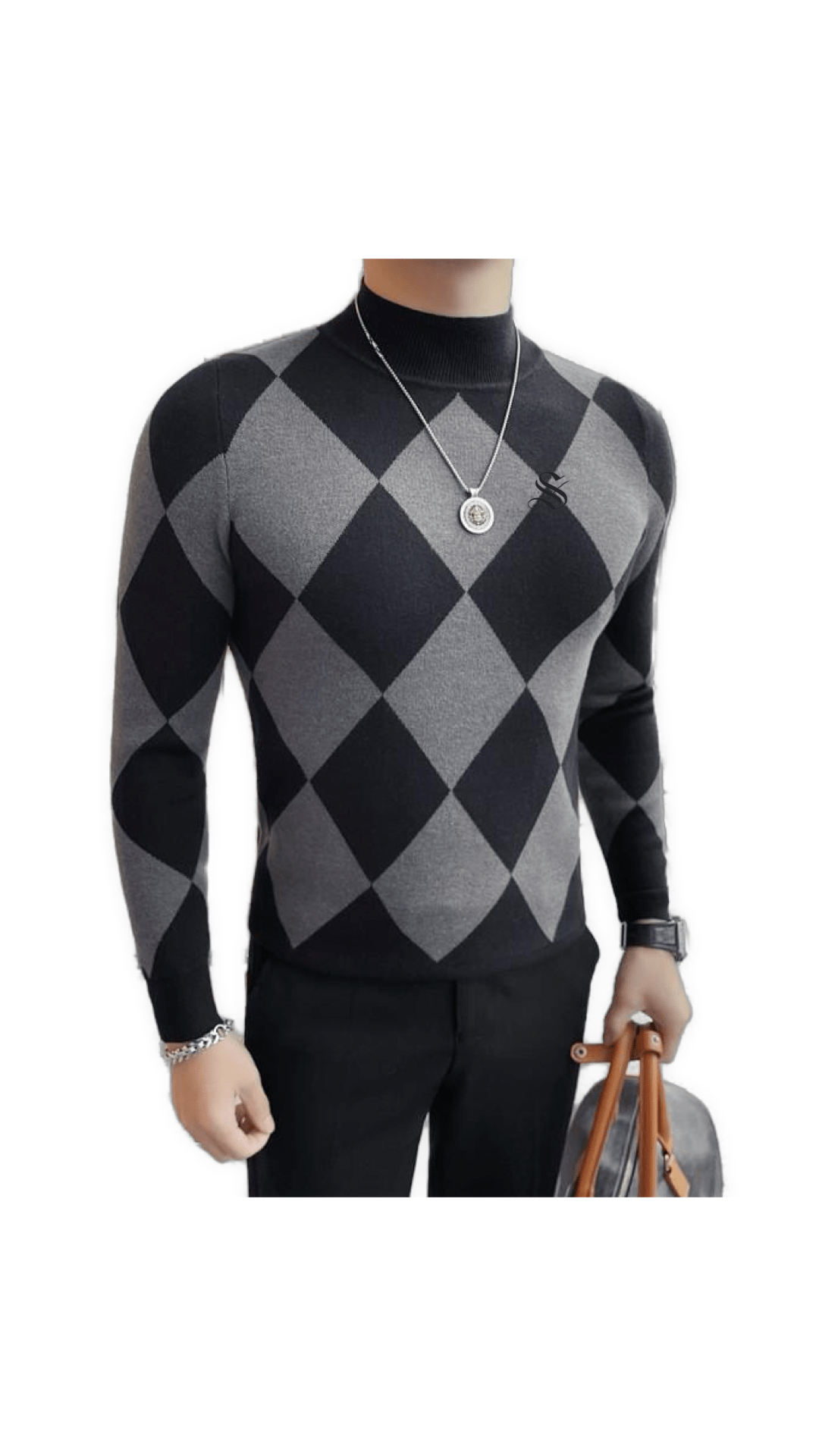 EWB 4 - High Neck Long Sleeve Shirt for Men - Sarman Fashion - Wholesale Clothing Fashion Brand for Men from Canada