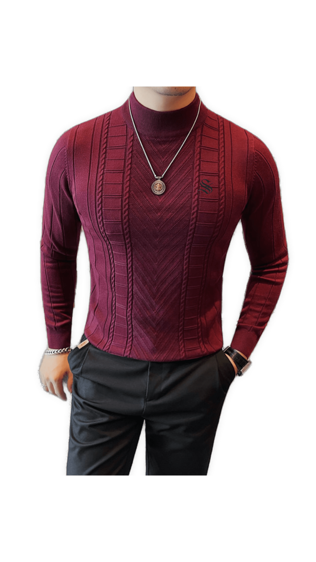 EWB 5 - High Neck Long Sleeve Shirt for Men - Sarman Fashion - Wholesale Clothing Fashion Brand for Men from Canada