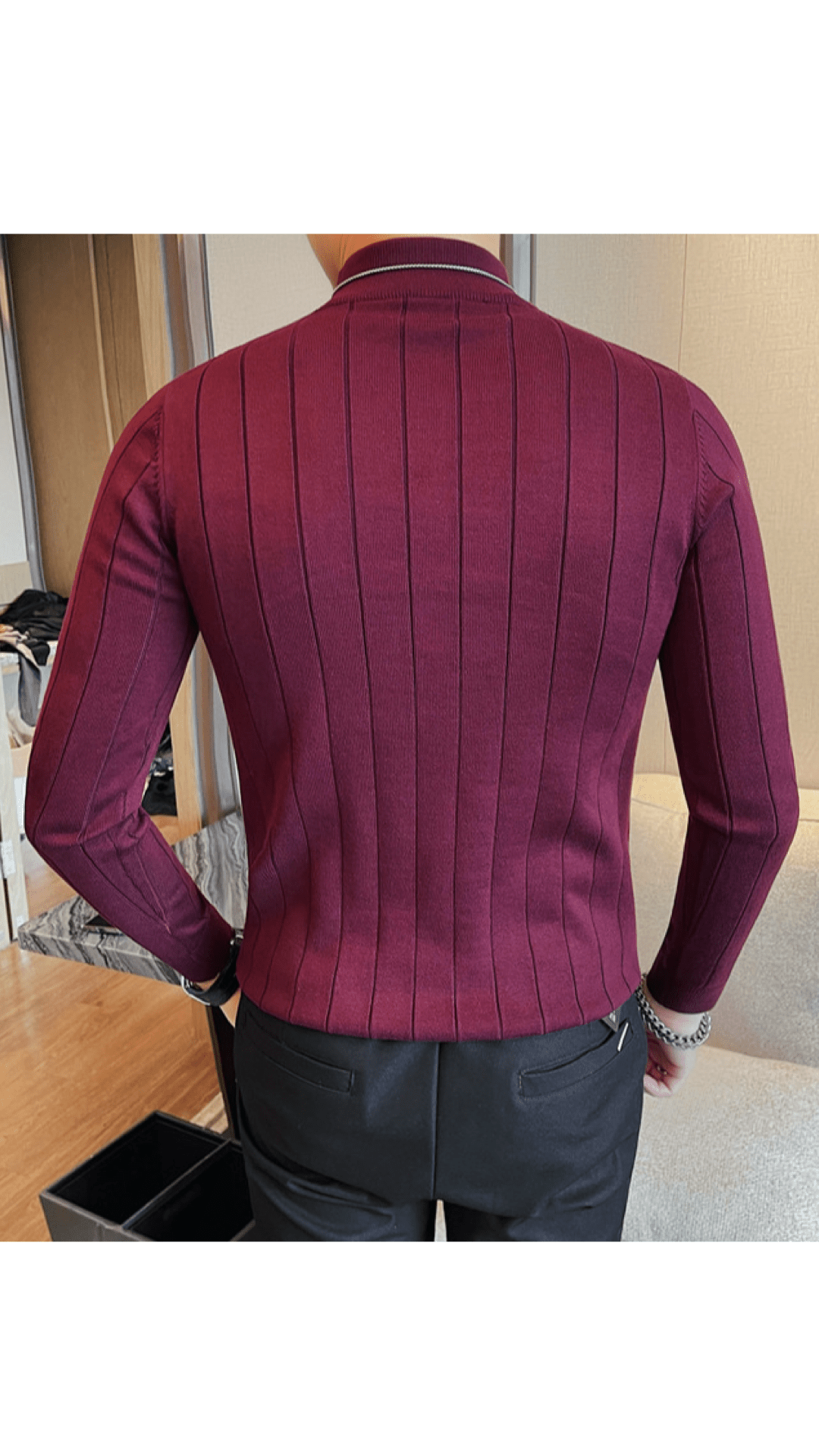 EWB 5 - High Neck Long Sleeve Shirt for Men - Sarman Fashion - Wholesale Clothing Fashion Brand for Men from Canada