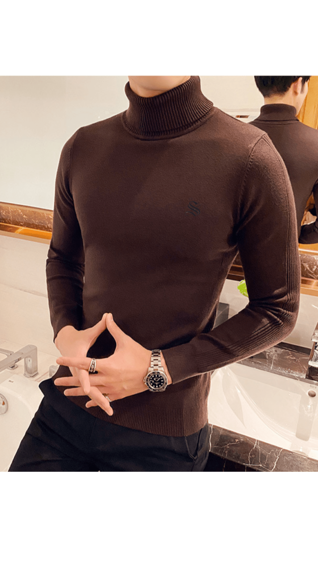 EWB 6 - High Neck Long Sleeve Shirt for Men - Sarman Fashion - Wholesale Clothing Fashion Brand for Men from Canada