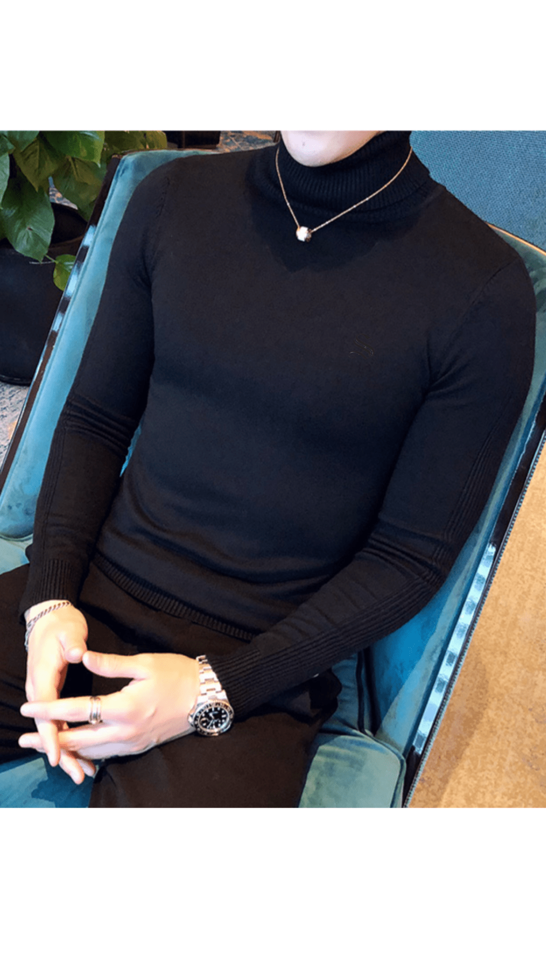 EWB 6 - High Neck Long Sleeve Shirt for Men - Sarman Fashion - Wholesale Clothing Fashion Brand for Men from Canada