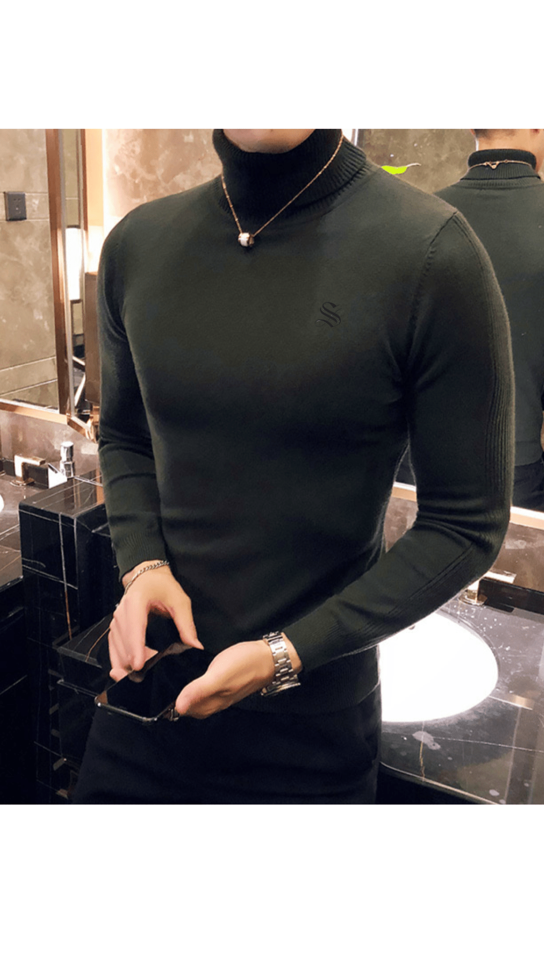 EWB 6 - High Neck Long Sleeve Shirt for Men - Sarman Fashion - Wholesale Clothing Fashion Brand for Men from Canada