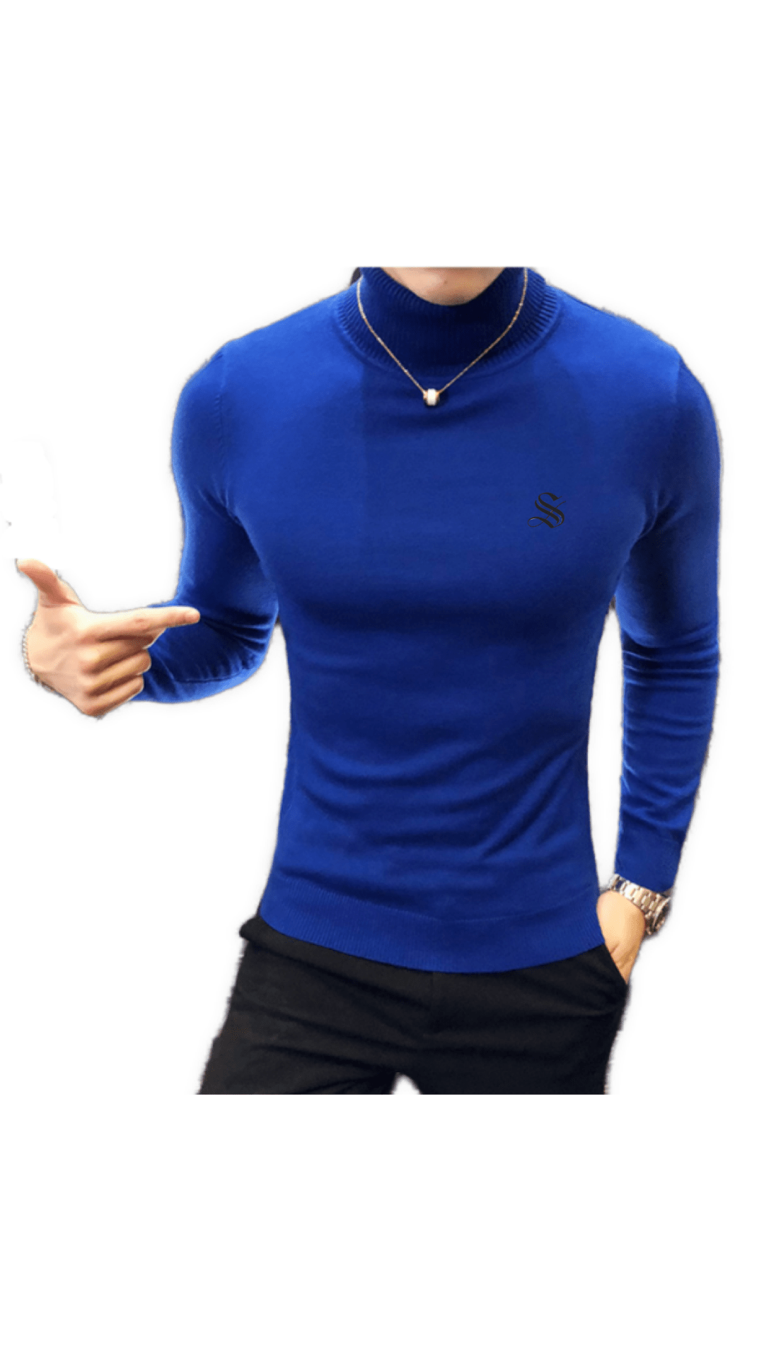 EWB 6 - High Neck Long Sleeve Shirt for Men - Sarman Fashion - Wholesale Clothing Fashion Brand for Men from Canada