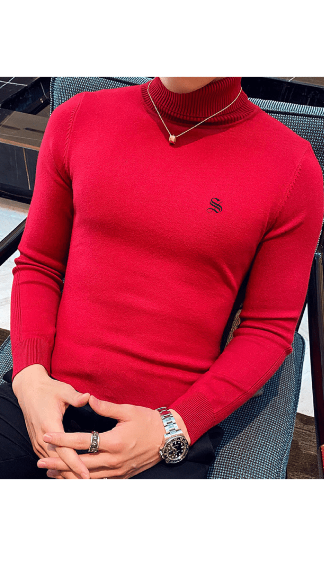 EWB 6 - High Neck Long Sleeve Shirt for Men - Sarman Fashion - Wholesale Clothing Fashion Brand for Men from Canada