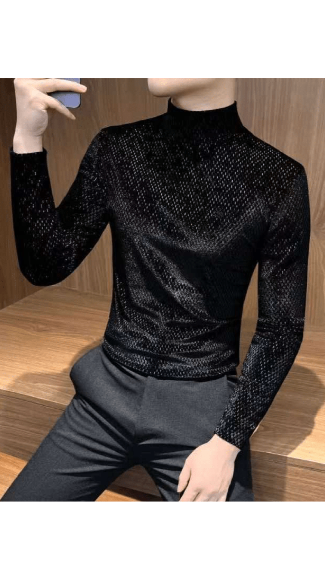 EWB 9 - High Neck Long Sleeve Shirt for Men - Sarman Fashion - Wholesale Clothing Fashion Brand for Men from Canada