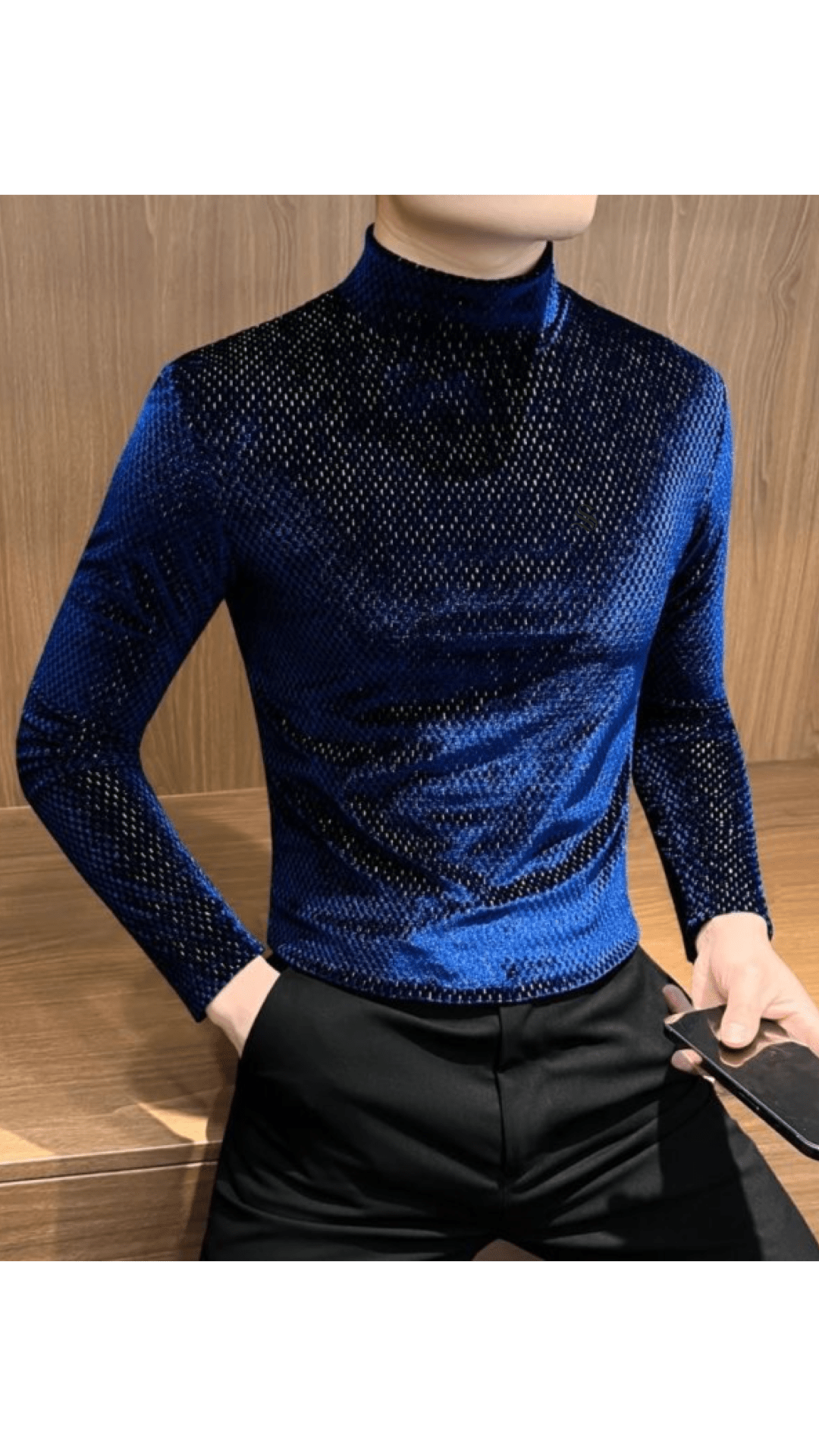 EWB 9 - High Neck Long Sleeve Shirt for Men - Sarman Fashion - Wholesale Clothing Fashion Brand for Men from Canada