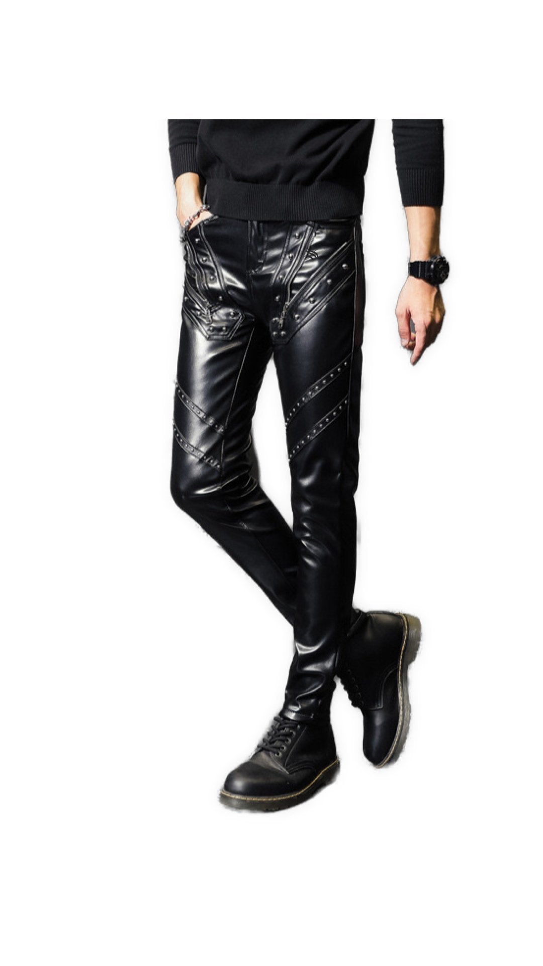 Haraza - Black Pu - Leather Pant’s for Men - Sarman Fashion - Wholesale Clothing Fashion Brand for Men from Canada