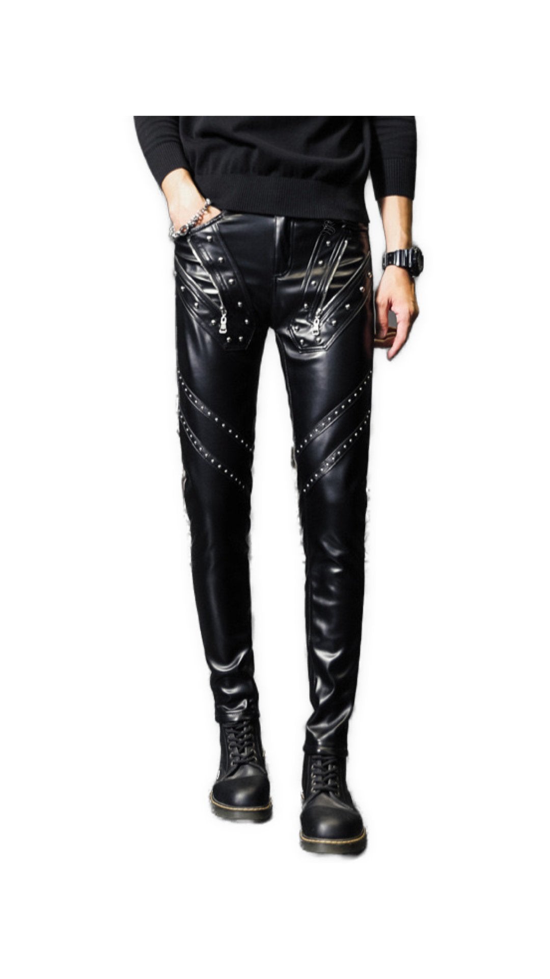 Haraza - Black Pu - Leather Pant’s for Men - Sarman Fashion - Wholesale Clothing Fashion Brand for Men from Canada