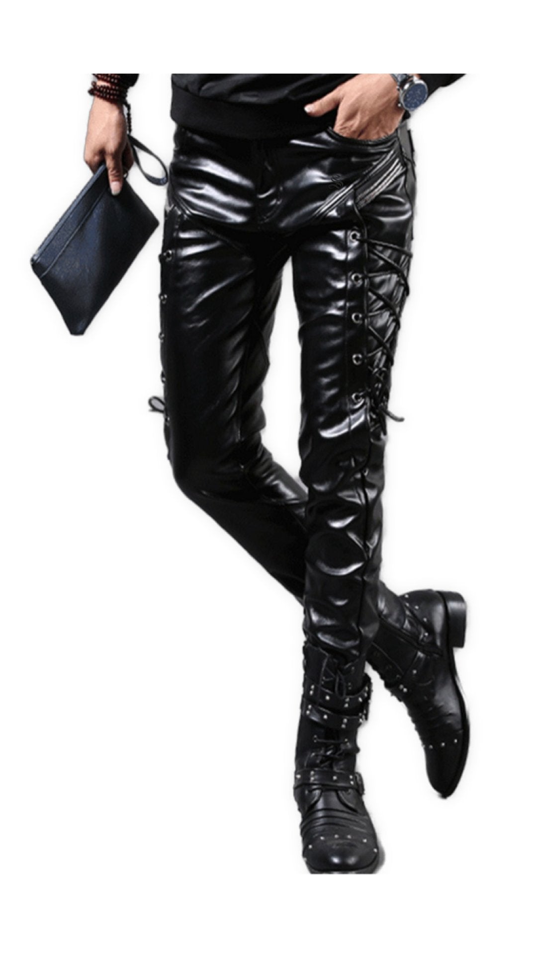 Kali - Black Pu - Leather Pant’s for Men - Sarman Fashion - Wholesale Clothing Fashion Brand for Men from Canada