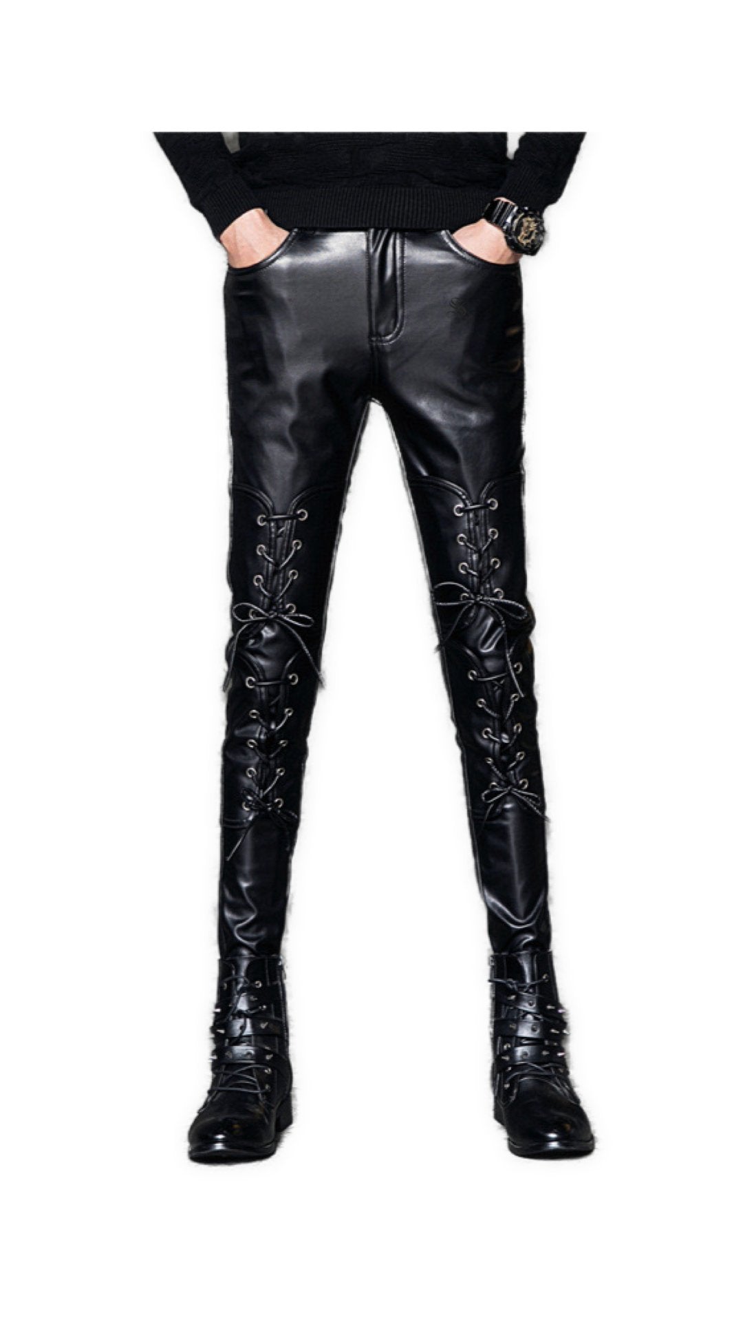 Kofolo - Black Pu - Leather Pant’s for Men - Sarman Fashion - Wholesale Clothing Fashion Brand for Men from Canada