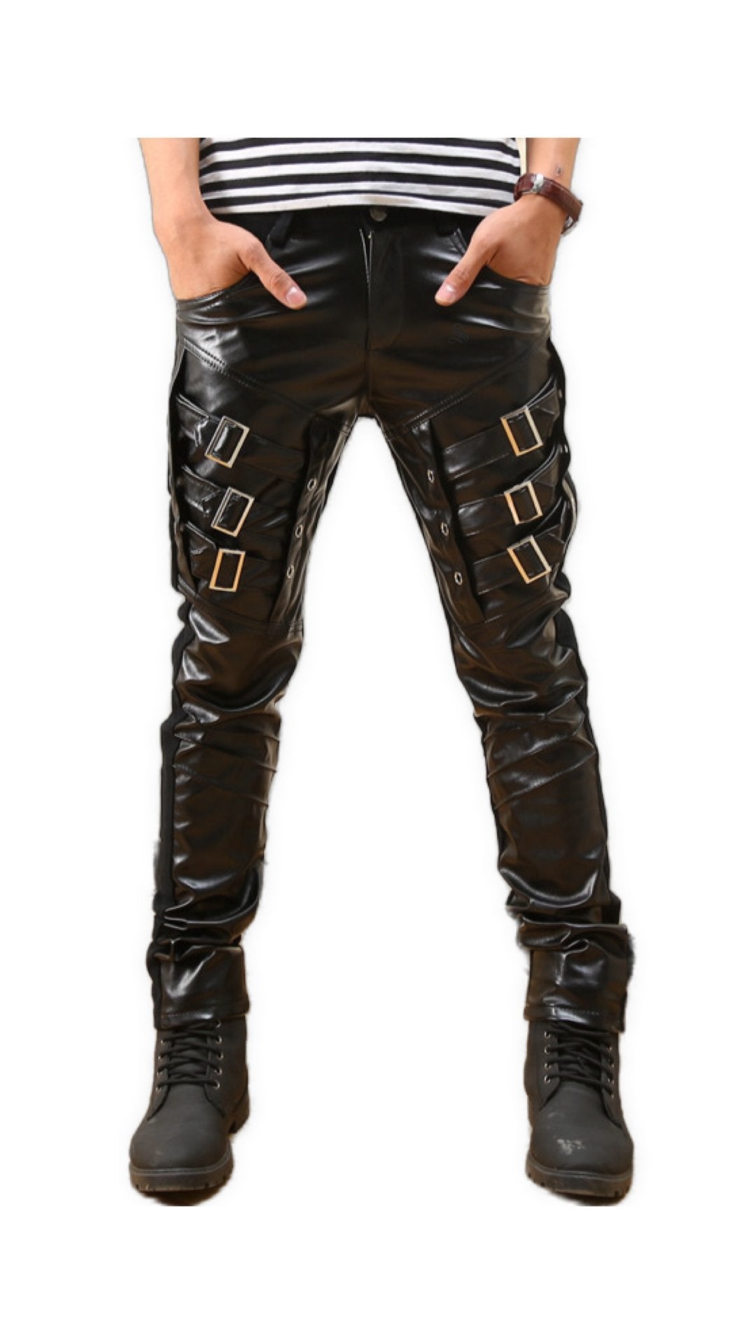 Stromnu - Black Pu - Leather Pant’s for Men - Sarman Fashion - Wholesale Clothing Fashion Brand for Men from Canada