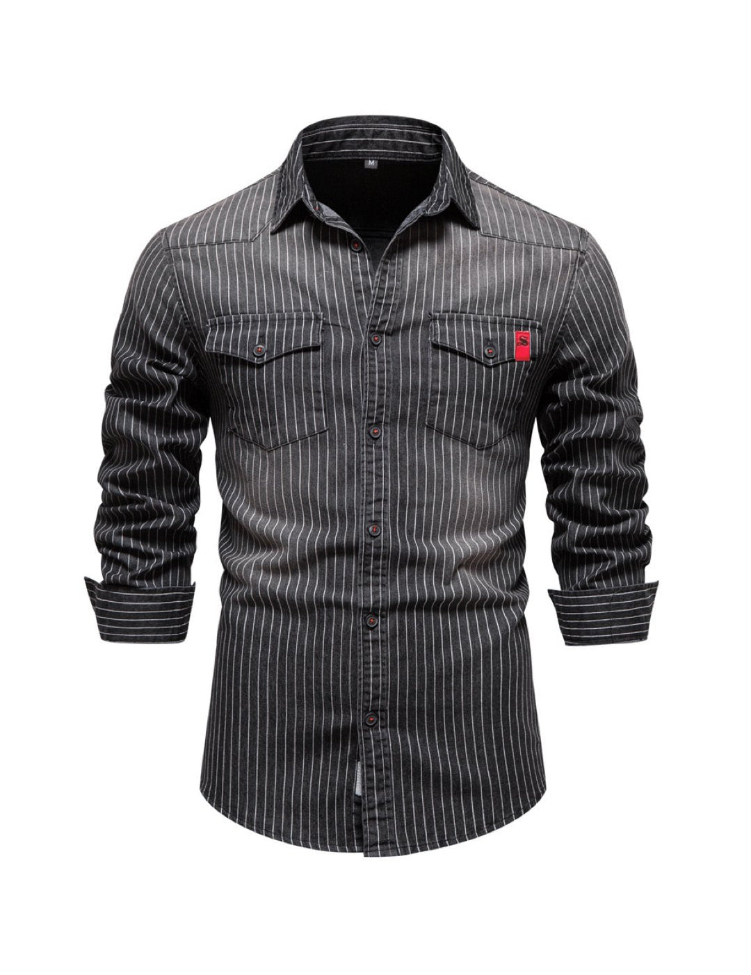Wob 2 - Black Long Sleeves Jeans Shirt for Men - Sarman Fashion - Wholesale Clothing Fashion Brand for Men from Canada