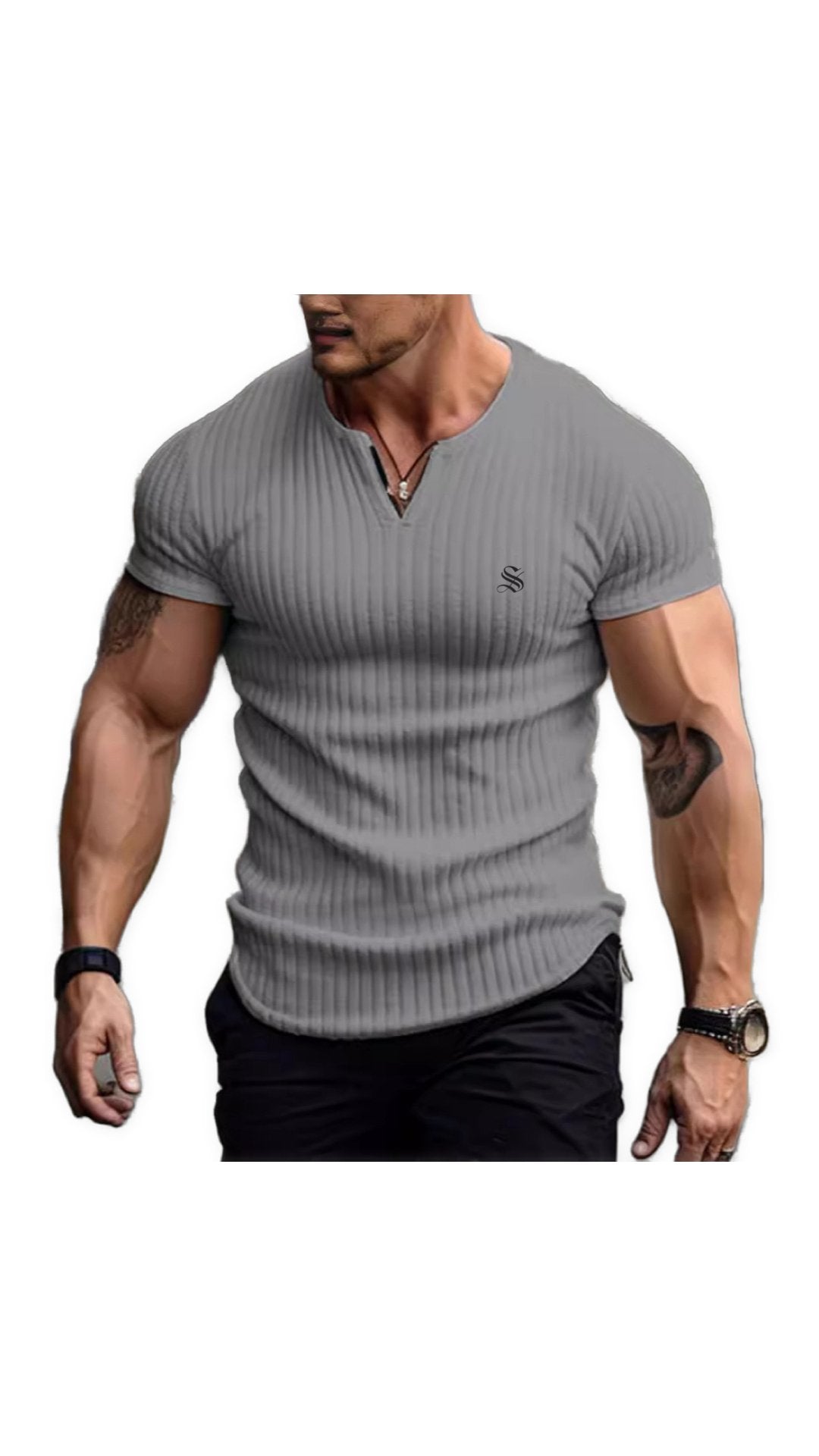 Zil - V - Neck T - Shirt for Men - Sarman Fashion - Wholesale Clothing Fashion Brand for Men from Canada