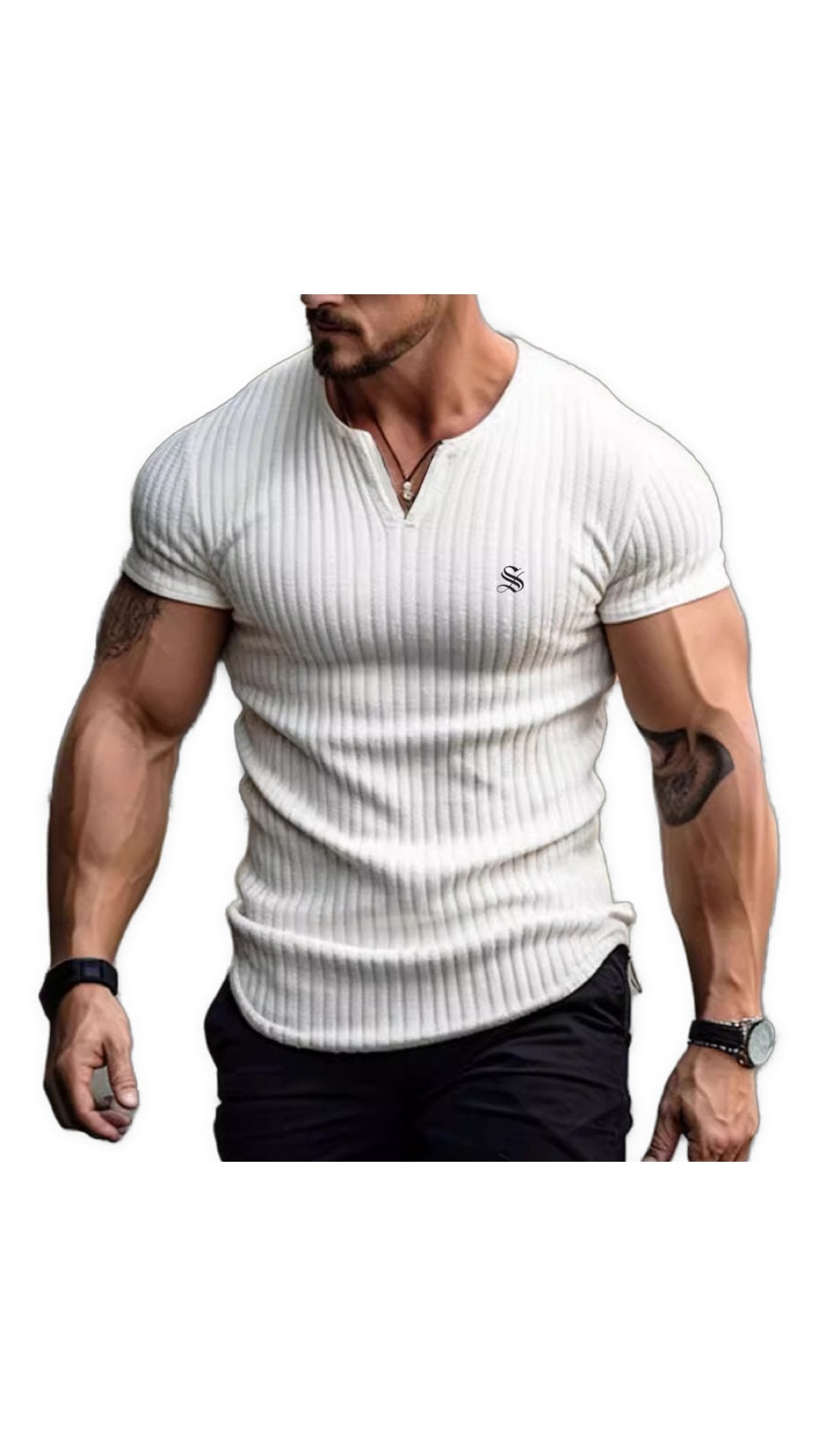 Zil - V - Neck T - Shirt for Men - Sarman Fashion - Wholesale Clothing Fashion Brand for Men from Canada