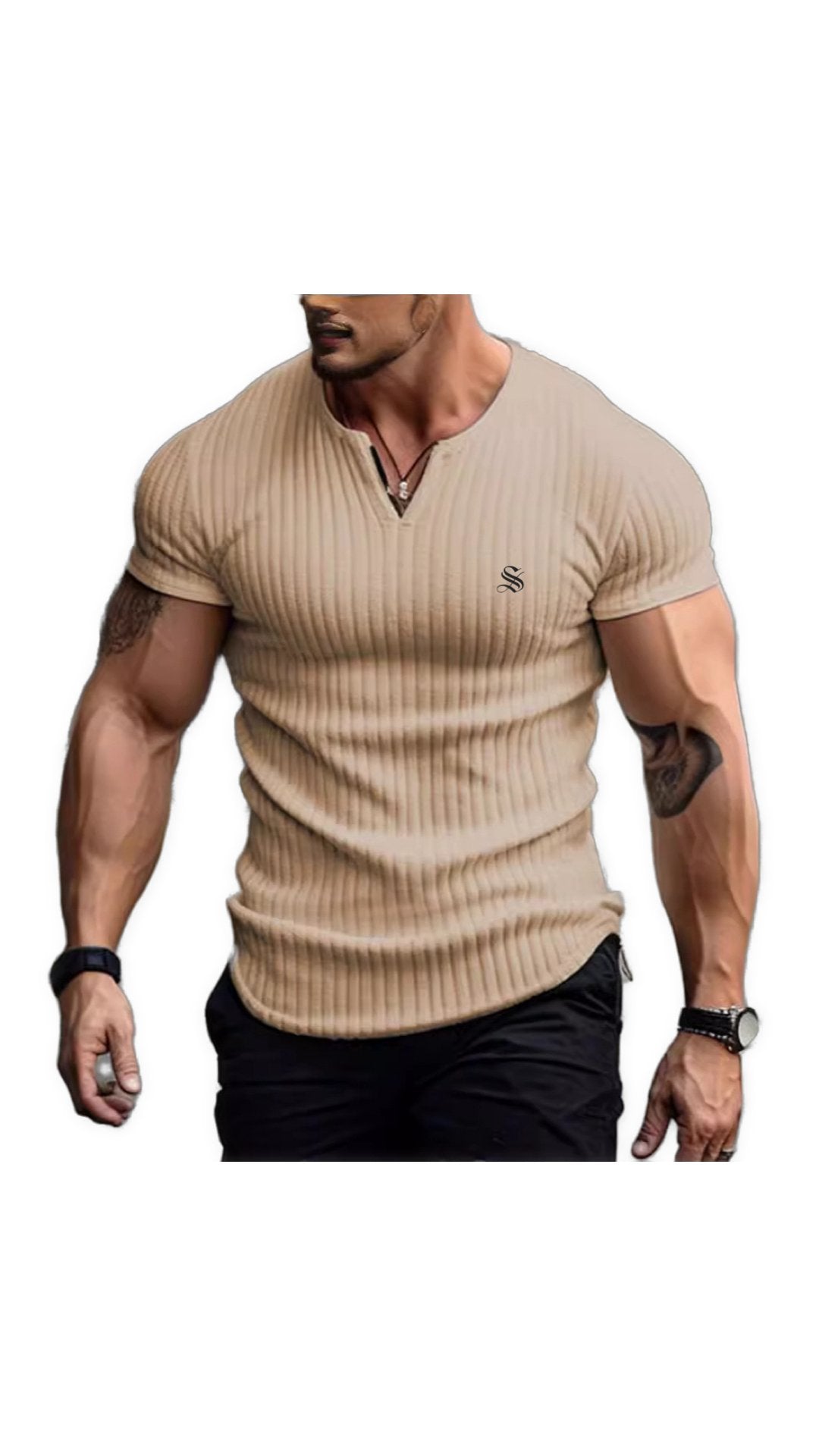 Zil - V - Neck T - Shirt for Men - Sarman Fashion - Wholesale Clothing Fashion Brand for Men from Canada