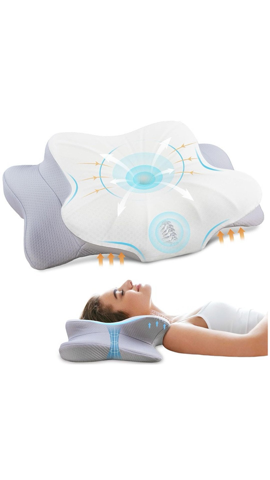 ZIMA 1 - Memory Foam Pillow for Neck and Shoulder 2 in 1 Pillow for Sleeping, Memory Foam Neck Pillows Neck Support Pillow for Side Back Stomach Sleepers Cooling Pillow with Pillowcase - Sarman Fashion - Wholesale Clothing Fashion Brand for Men from Canada