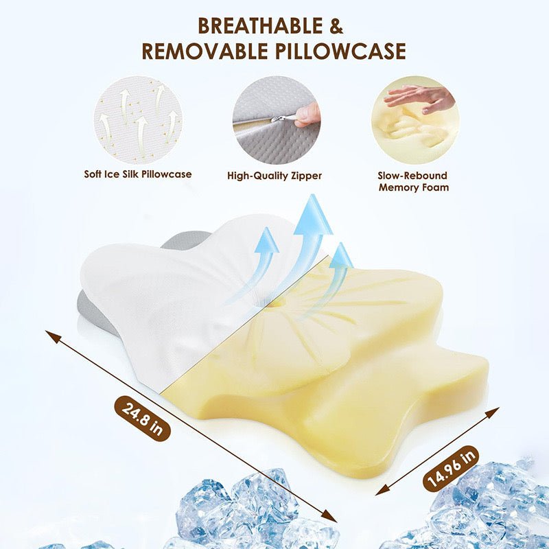 ZIMA 1 - Memory Foam Pillow for Neck and Shoulder 2 in 1 Pillow for Sleeping, Memory Foam Neck Pillows Neck Support Pillow for Side Back Stomach Sleepers Cooling Pillow with Pillowcase - Sarman Fashion - Wholesale Clothing Fashion Brand for Men from Canada