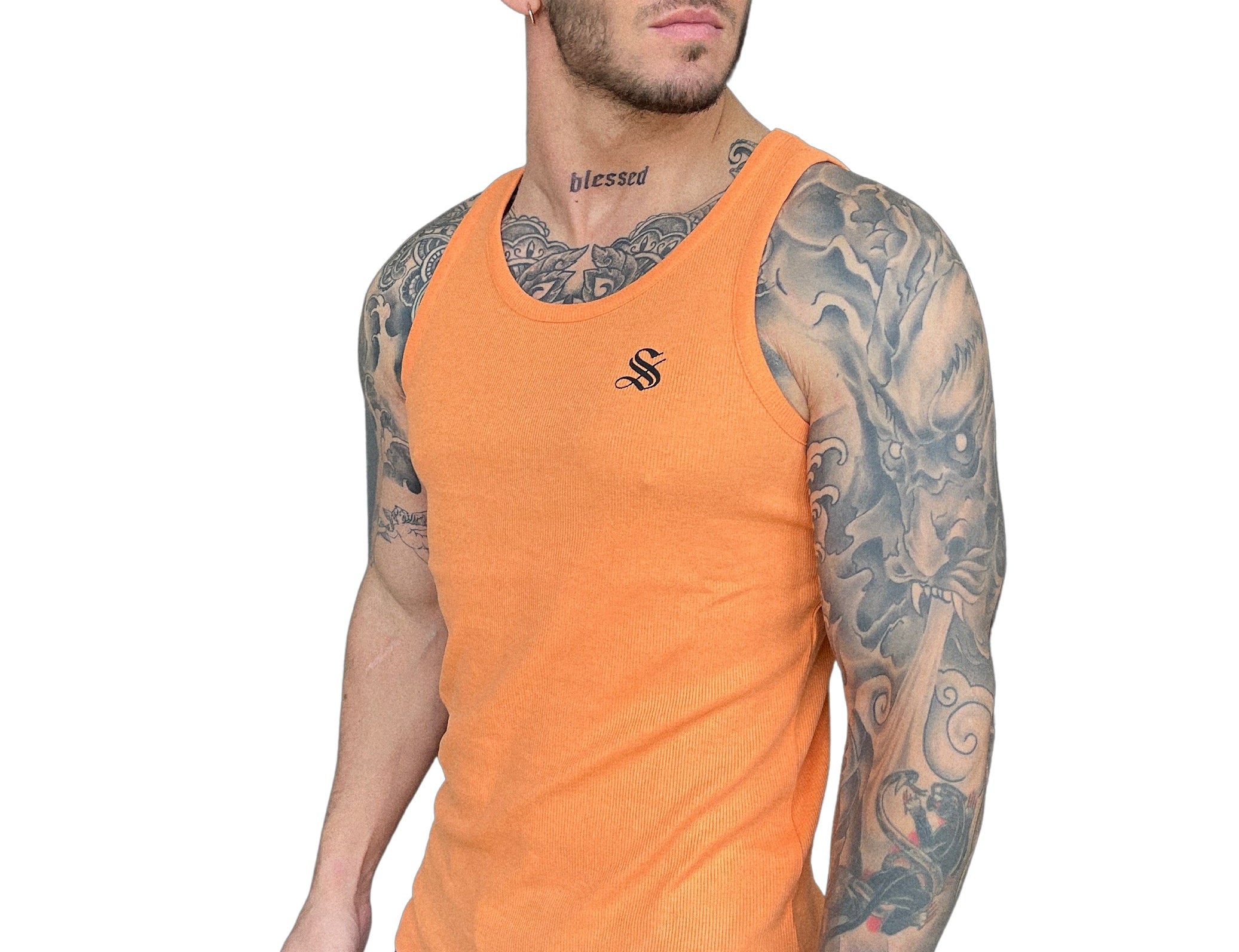 Almanio - Orange Tank Top for Men - Sarman Fashion - Wholesale Clothing Fashion Brand for Men from Canada