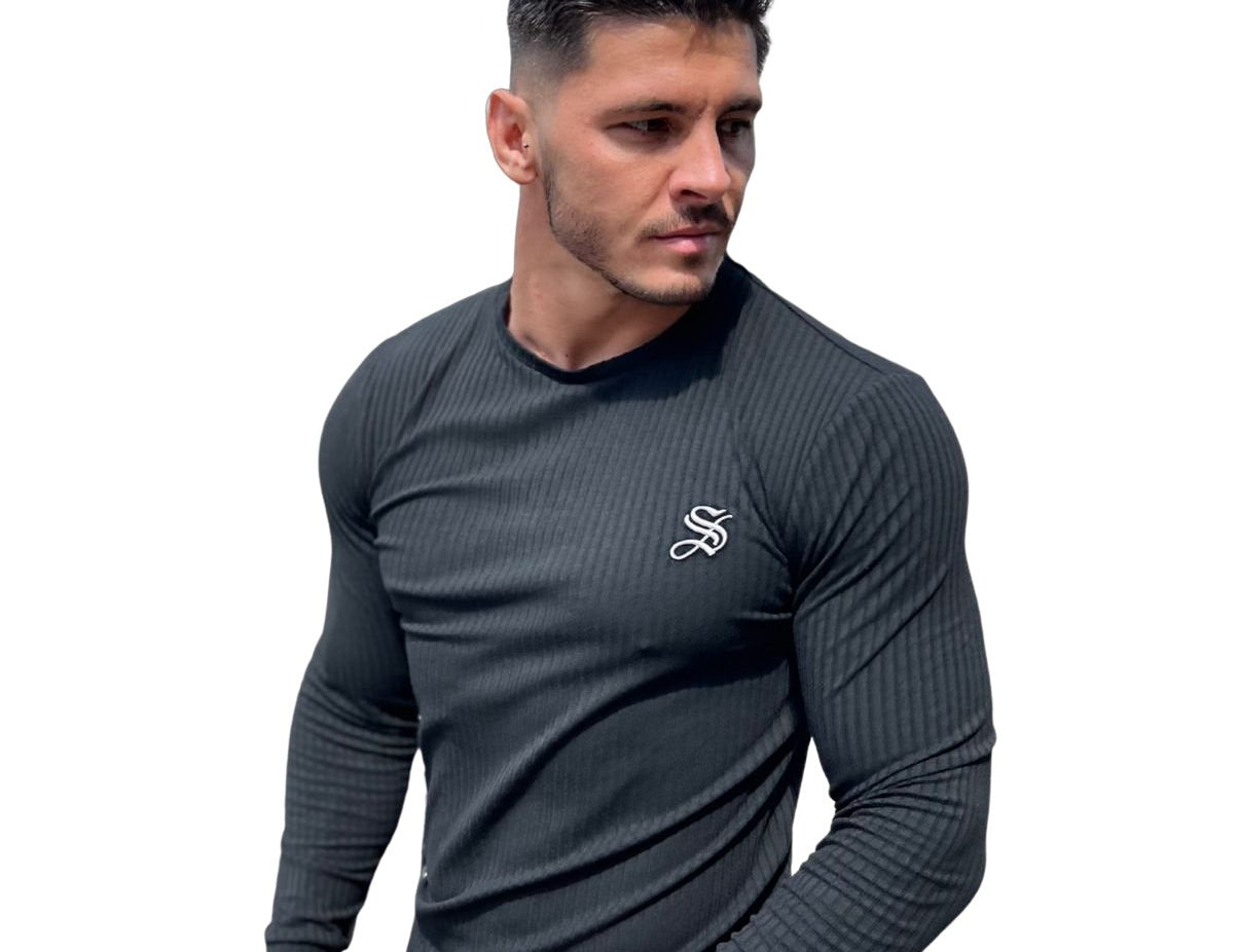 Base 1 - Black Long Sleeve Shirt for Men - Sarman Fashion - Wholesale Clothing Fashion Brand for Men from Canada