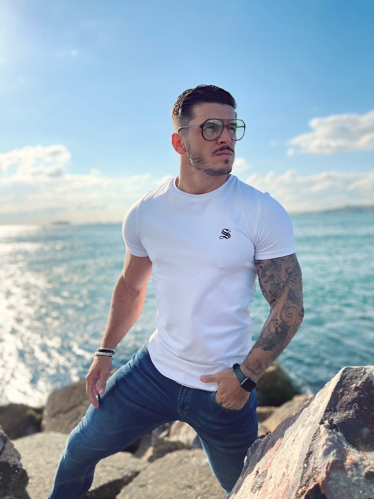Blanco - White T-Shirt for Men (PRE-ORDER DISPATCH DATE 25 DECEMBER 2021) - Sarman Fashion - Wholesale Clothing Fashion Brand for Men from Canada