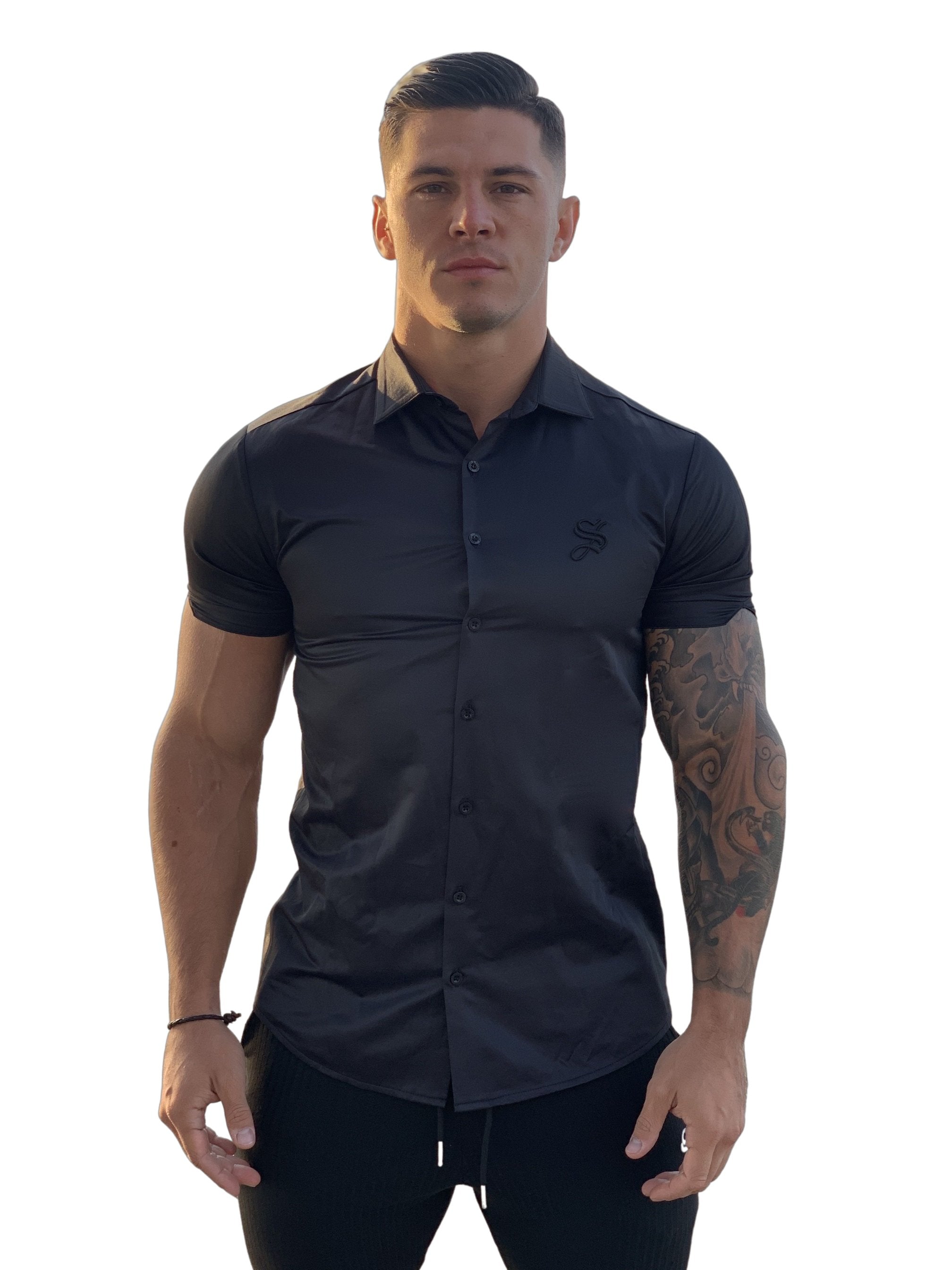 Clean Cut - Black Shirt for Men - Sarman Fashion - Wholesale Clothing Fashion Brand for Men from Canada
