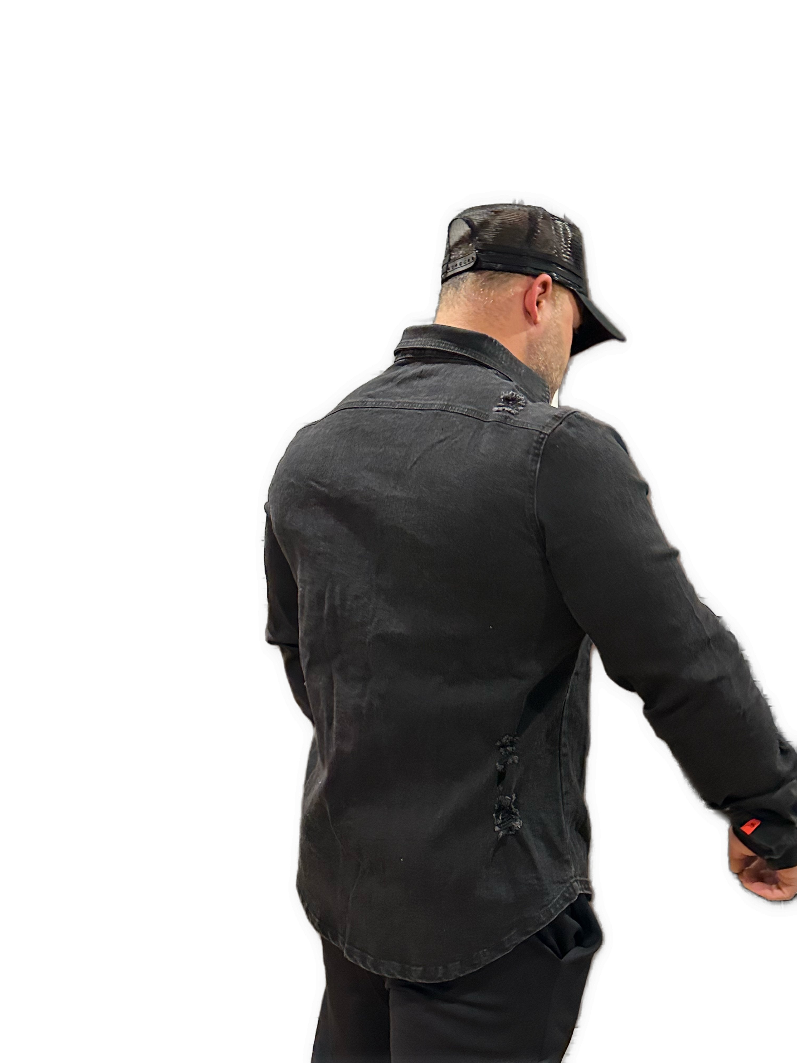 Cowboy #2 - Black Long Sleeves Jeans Shirt for Men - Sarman Fashion - Wholesale Clothing Fashion Brand for Men from Canada