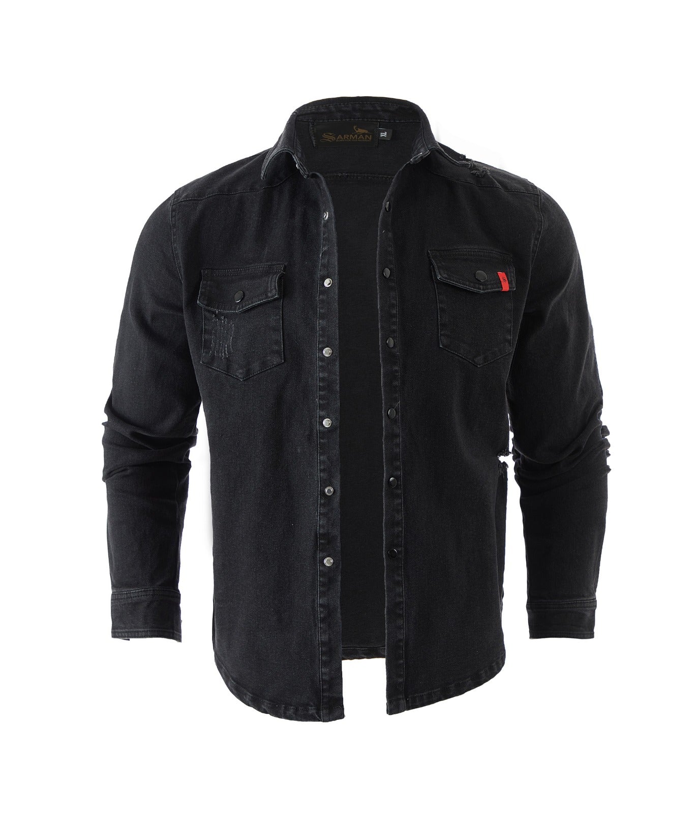 Cowboy #2 - Black Long Sleeves Jeans Shirt for Men (PRE-ORDER DISPATCH DATE 25 DECEMBER 2023) - Sarman Fashion - Wholesale Clothing Fashion Brand for Men from Canada