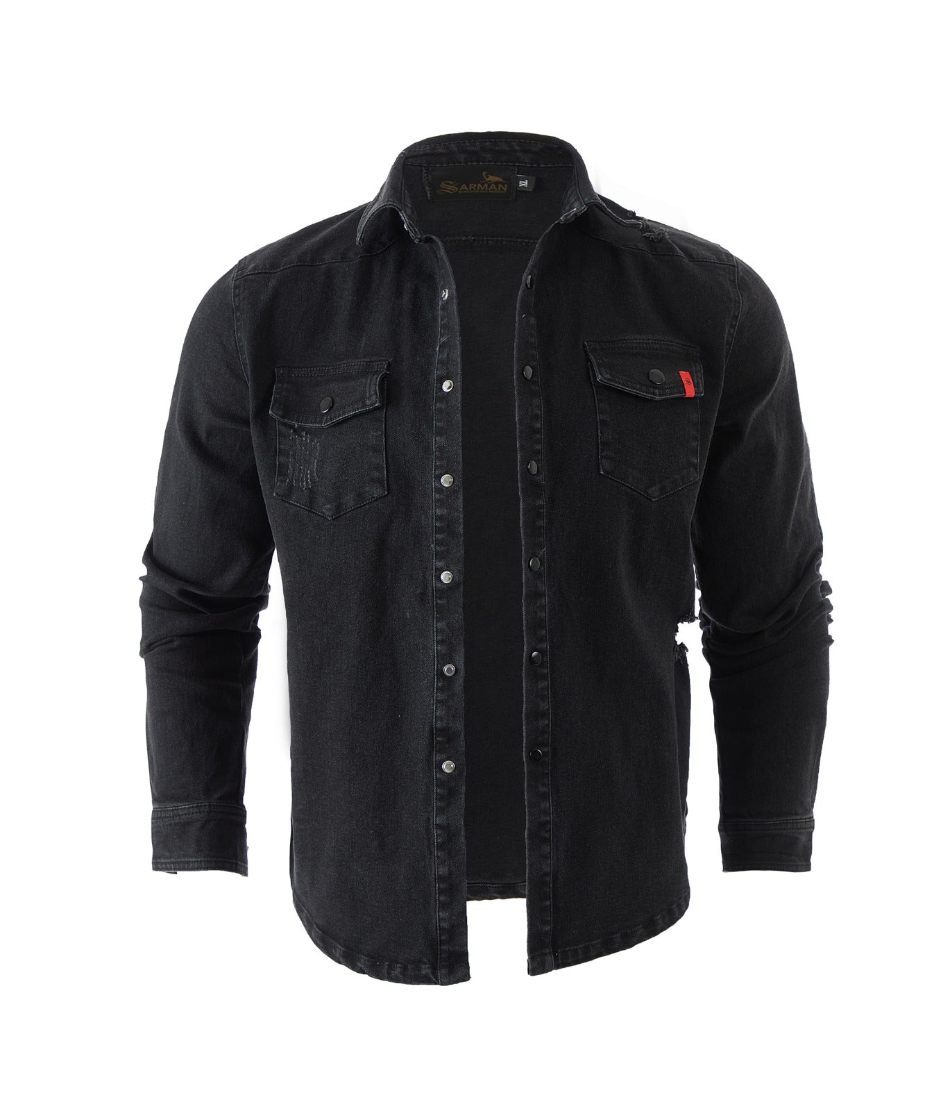 Cowboy #2 - Black Long Sleeves Jeans Shirt for Men (PRE-ORDER DISPATCH DATE 25 DECEMBER 2023) - Sarman Fashion - Wholesale Clothing Fashion Brand for Men from Canada
