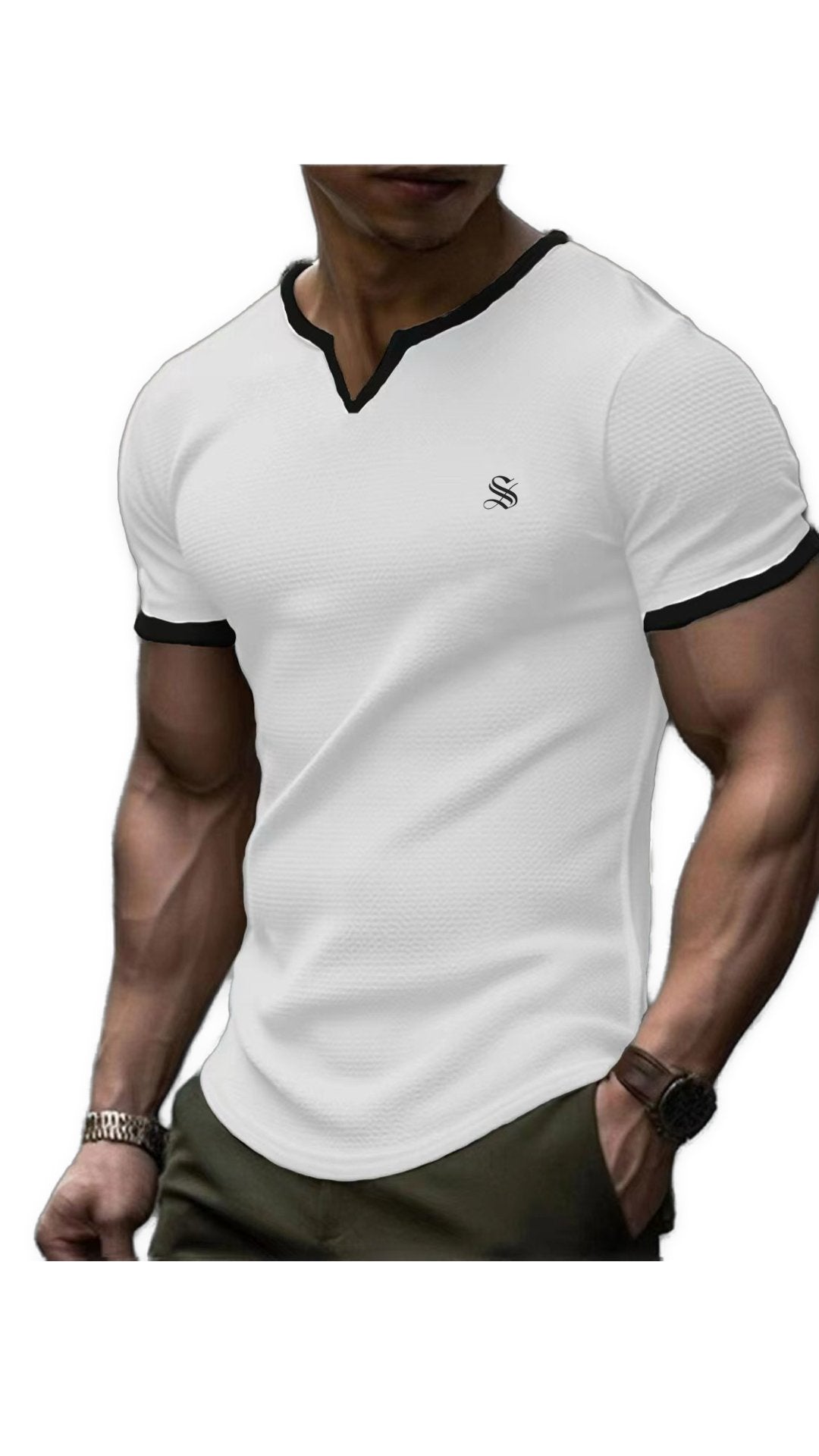 Dujiuana - V-Neck T-Shirt for Men - Sarman Fashion - Wholesale Clothing Fashion Brand for Men from Canada