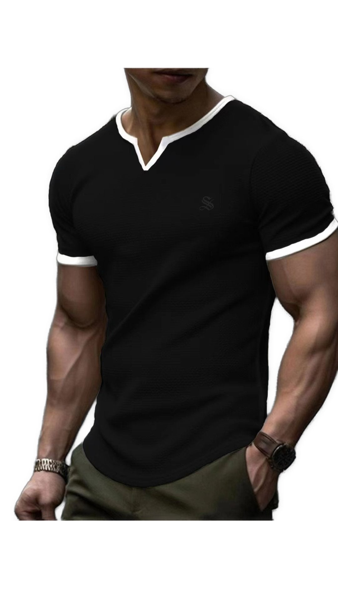 Dujiuana - V-Neck T-Shirt for Men - Sarman Fashion - Wholesale Clothing Fashion Brand for Men from Canada