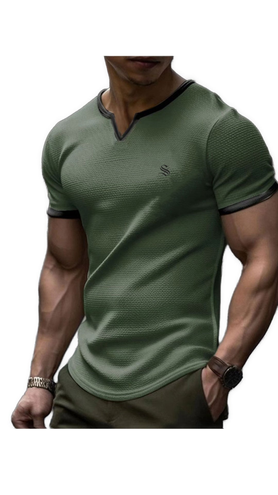 Dujiuana - V-Neck T-Shirt for Men - Sarman Fashion - Wholesale Clothing Fashion Brand for Men from Canada