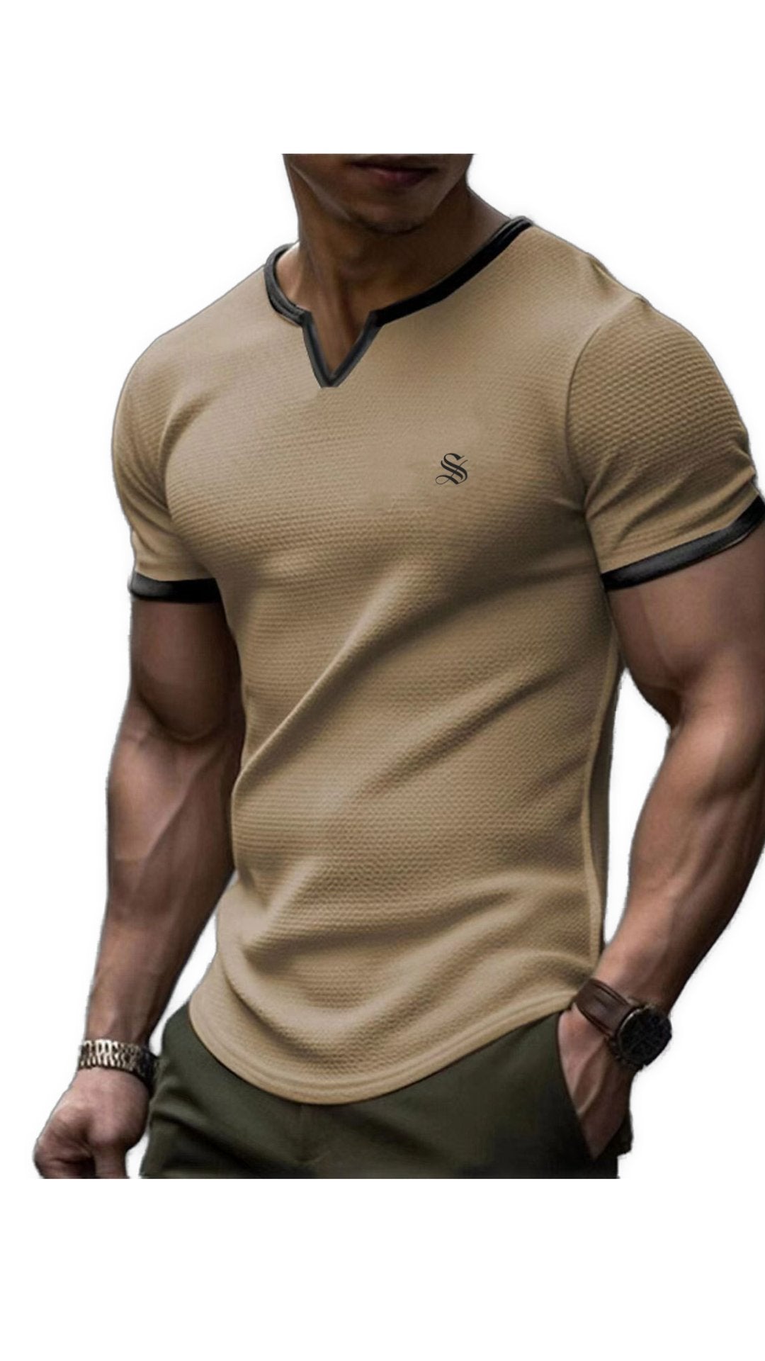 Dujiuana - V-Neck T-Shirt for Men - Sarman Fashion - Wholesale Clothing Fashion Brand for Men from Canada