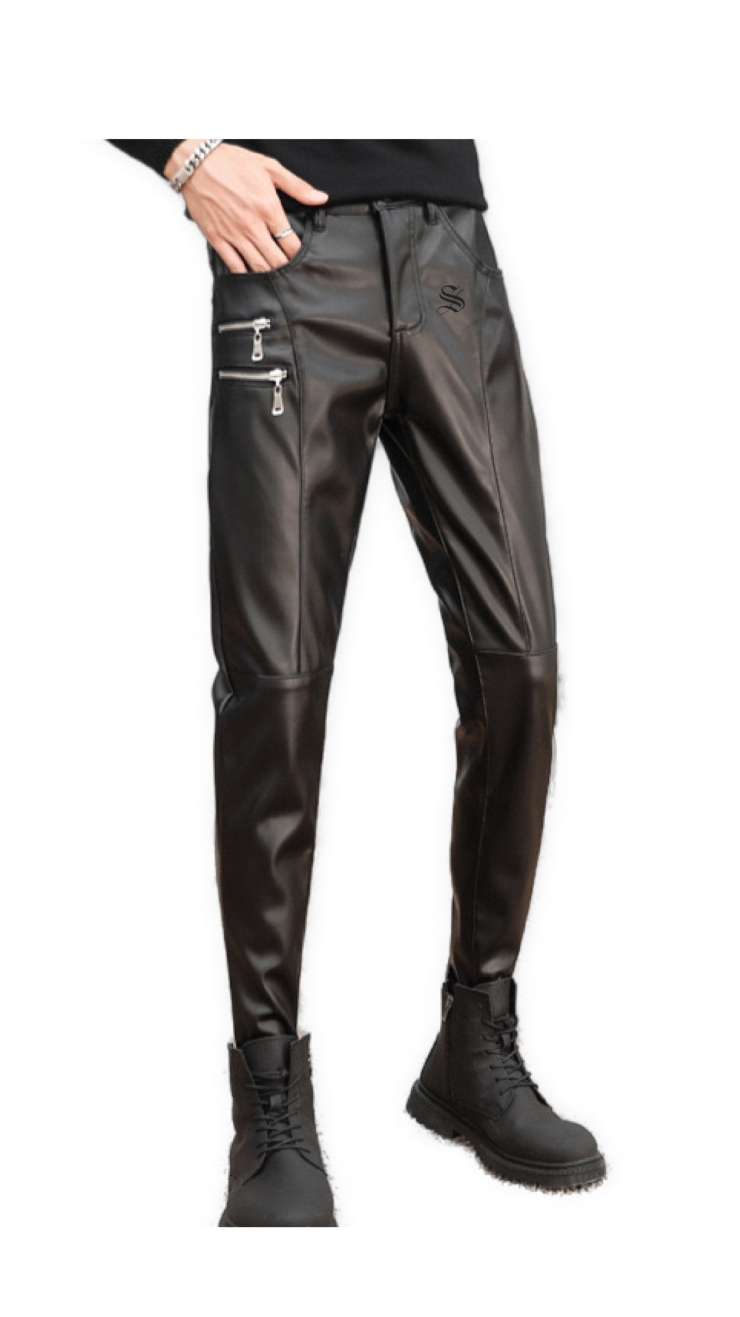 Eliza - Black Pu-Leather Pant’s for Men - Sarman Fashion - Wholesale Clothing Fashion Brand for Men from Canada