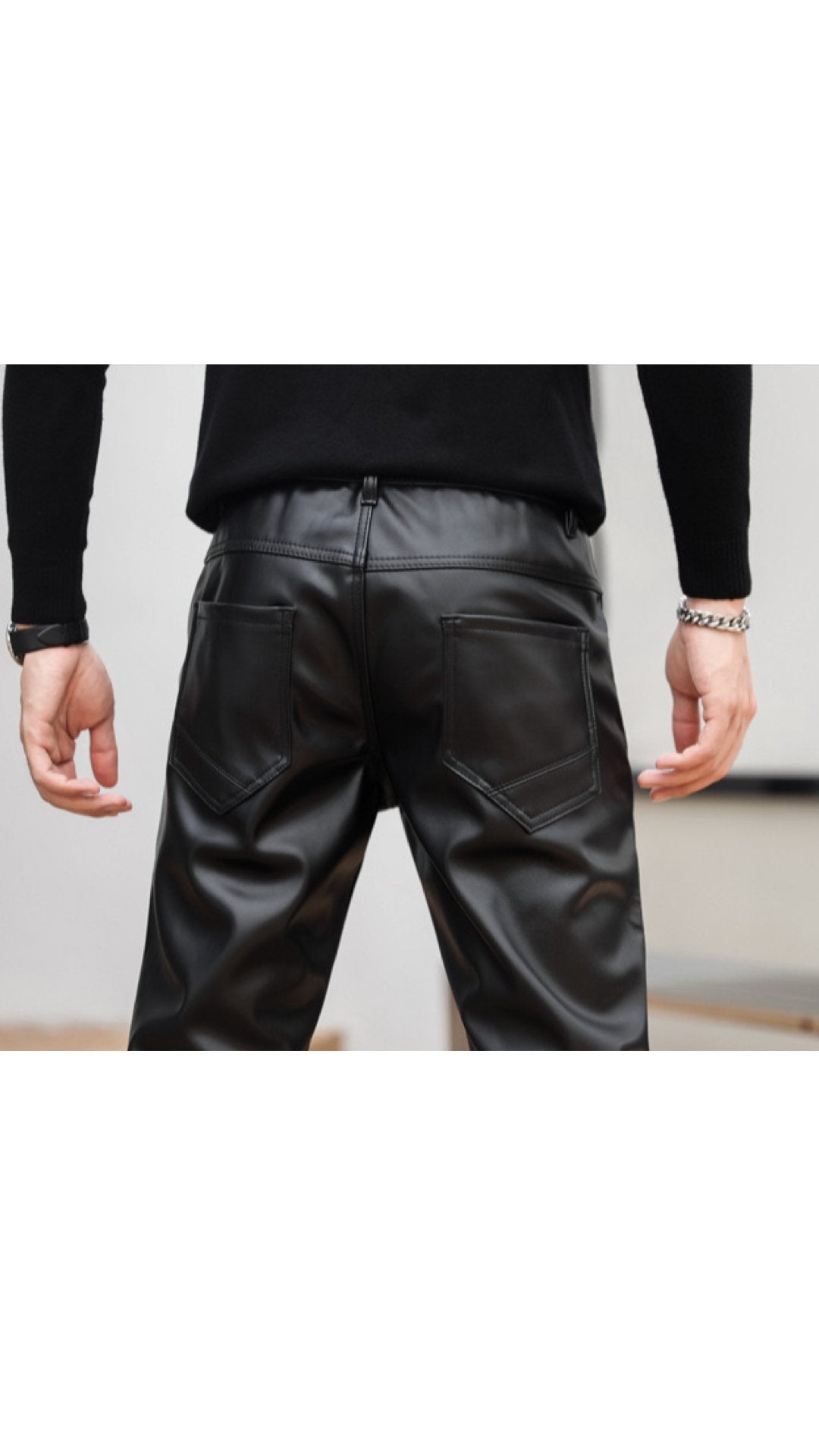 Eliza - Black Pu-Leather Pant’s for Men - Sarman Fashion - Wholesale Clothing Fashion Brand for Men from Canada