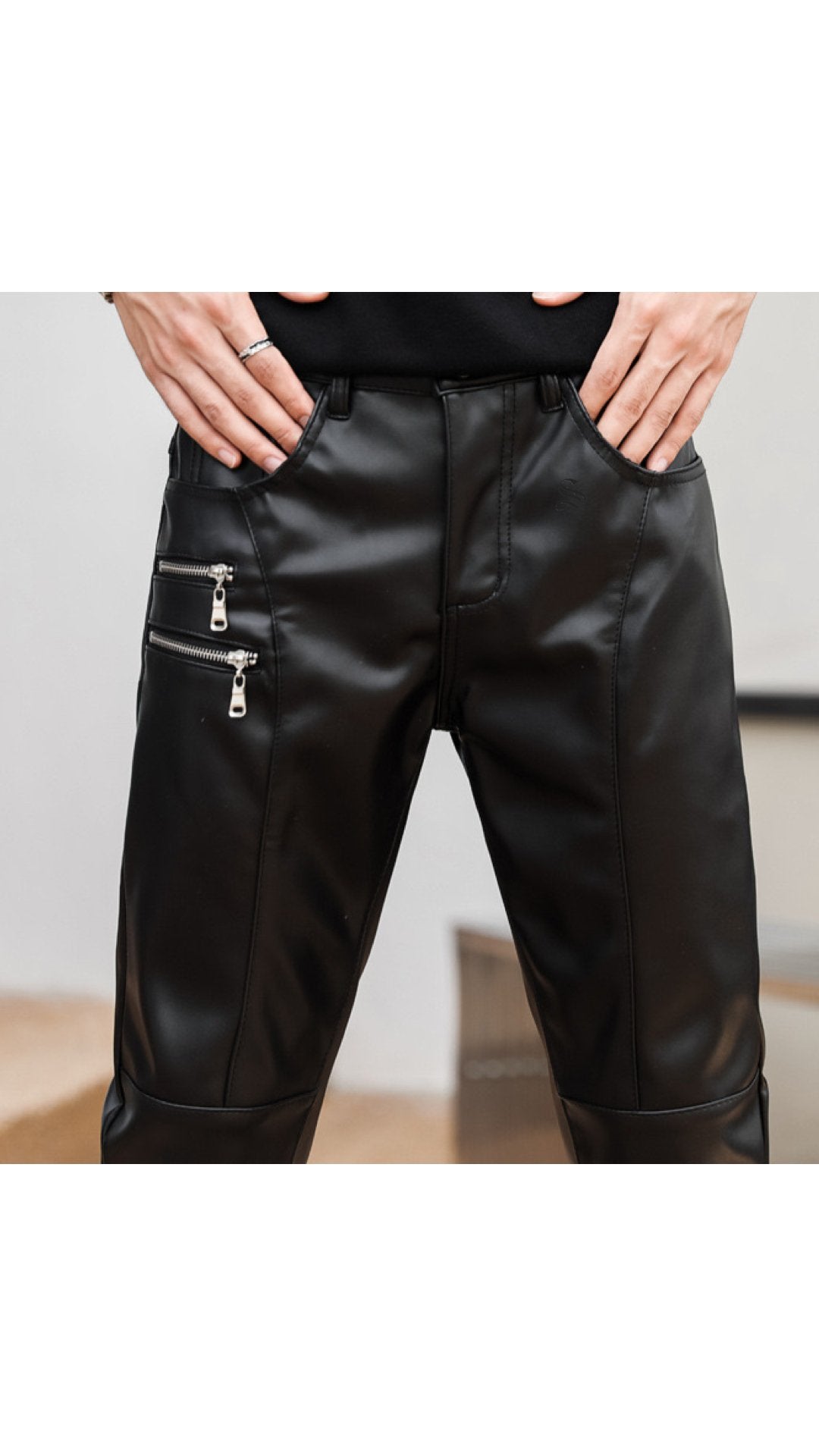 Eliza - Black Pu-Leather Pant’s for Men - Sarman Fashion - Wholesale Clothing Fashion Brand for Men from Canada