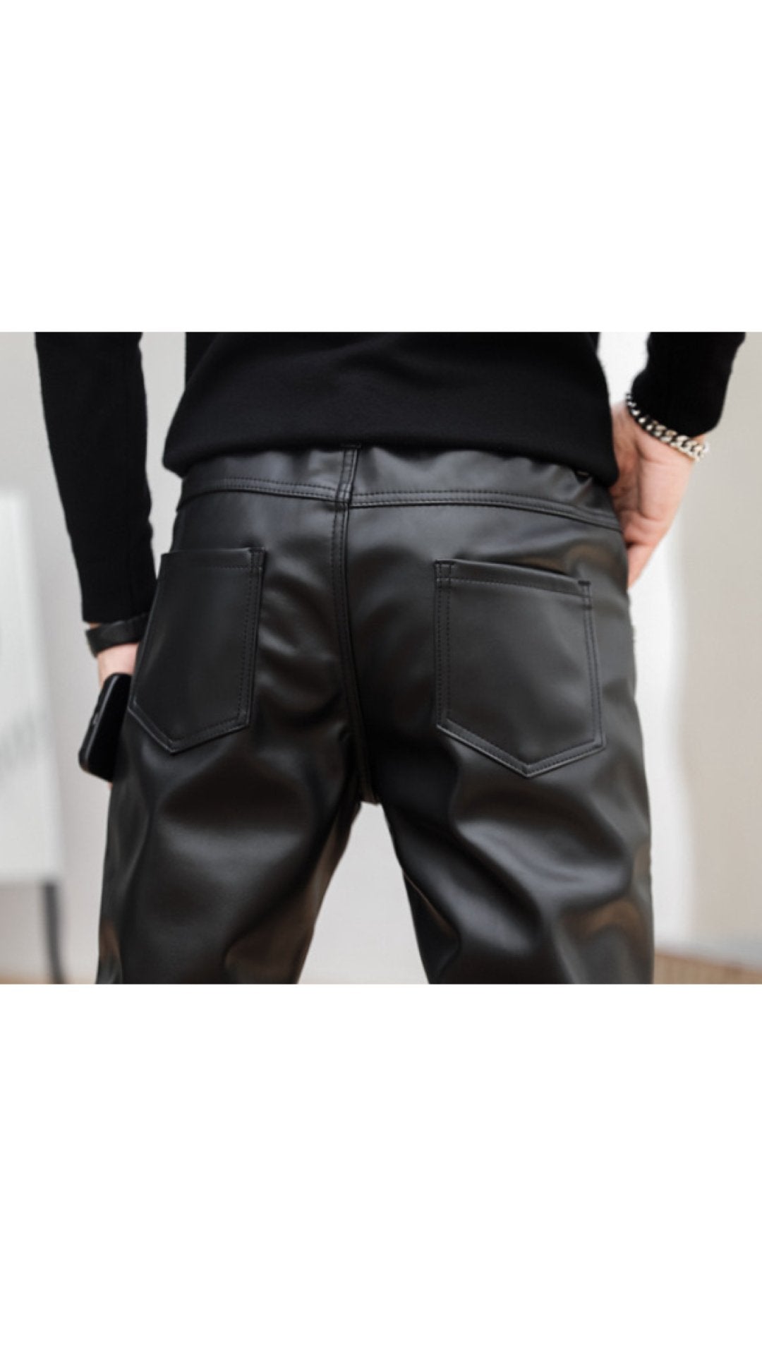 Exulibilous - Black Pu-Leather Pant’s for Men - Sarman Fashion - Wholesale Clothing Fashion Brand for Men from Canada