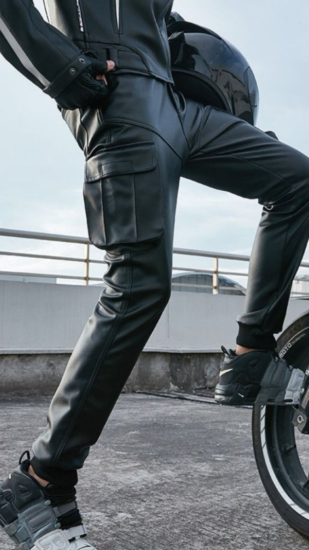 FRTU - Black Pu-Leather Pant’s for Men - Sarman Fashion - Wholesale Clothing Fashion Brand for Men from Canada