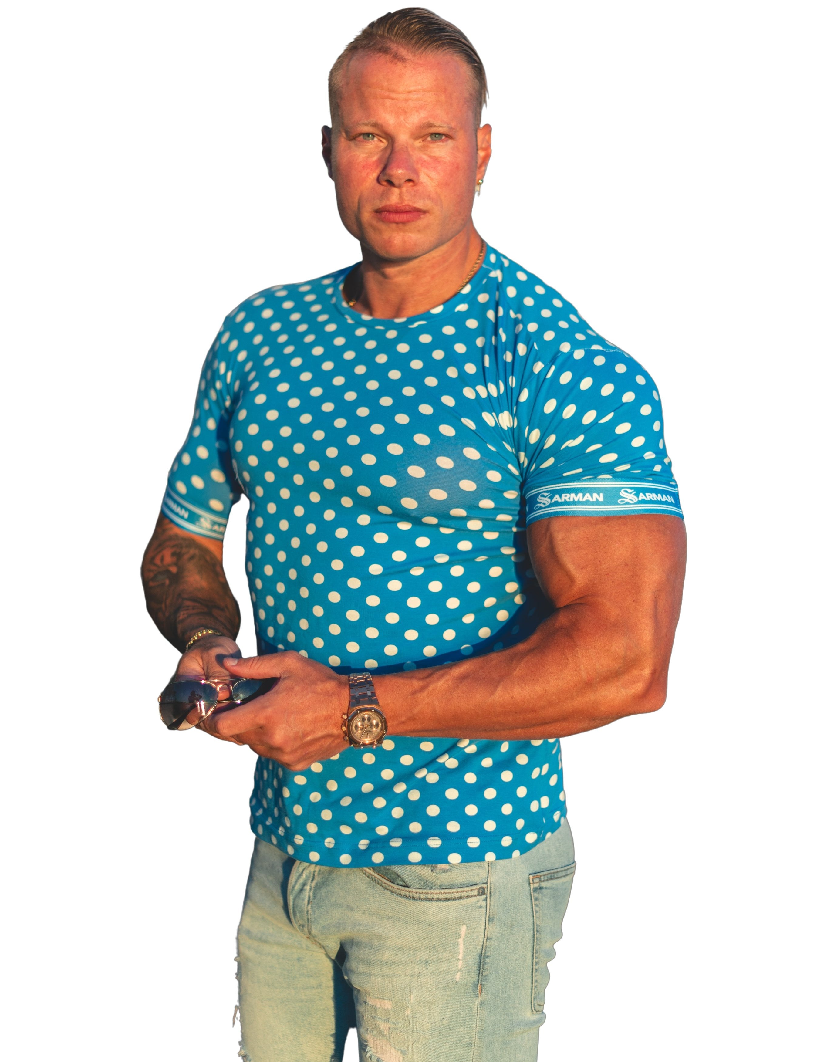 Garoshik - Blue T-shirt for Men - Sarman Fashion - Wholesale Clothing Fashion Brand for Men from Canada