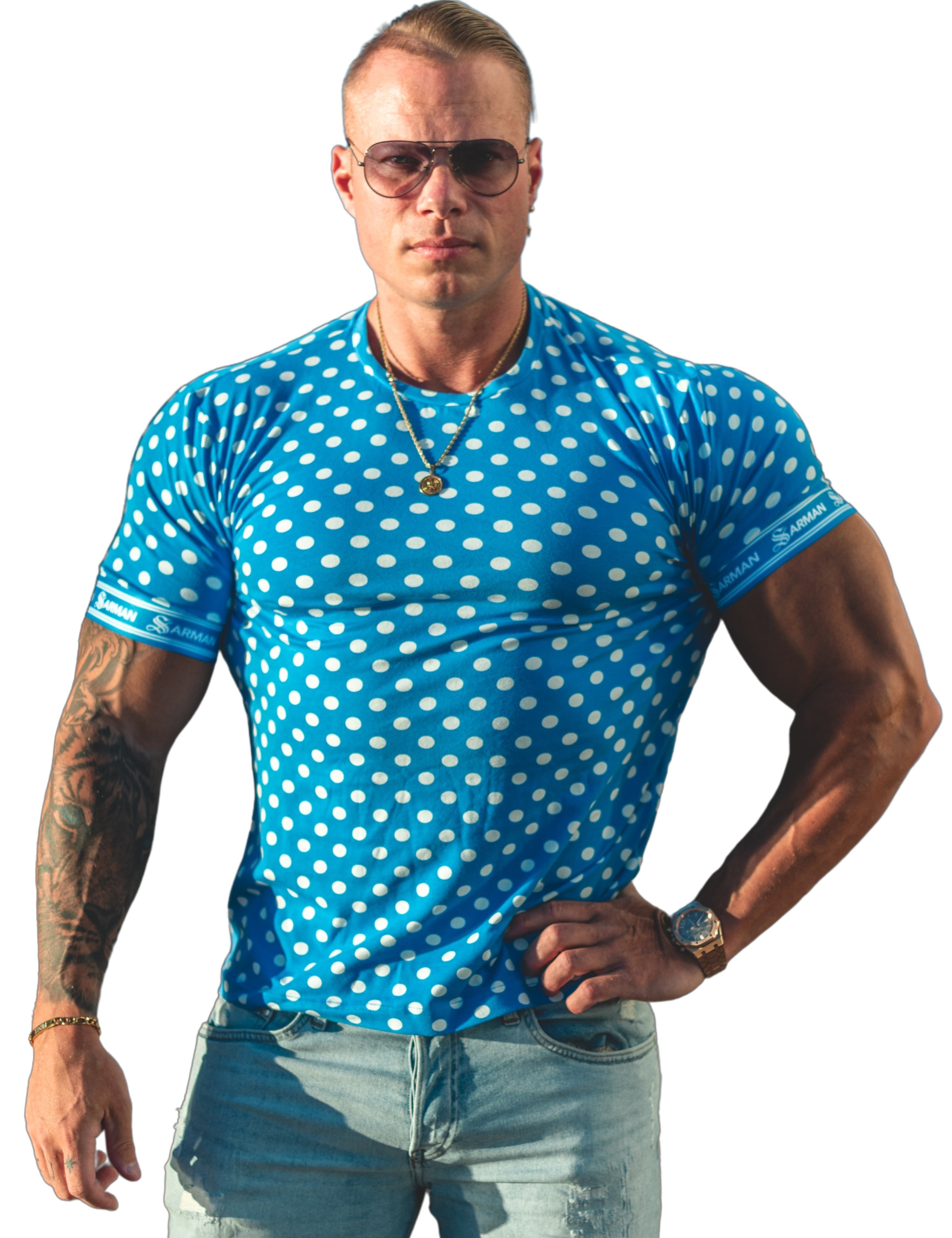 Garoshik - Blue T-shirt for Men - Sarman Fashion - Wholesale Clothing Fashion Brand for Men from Canada