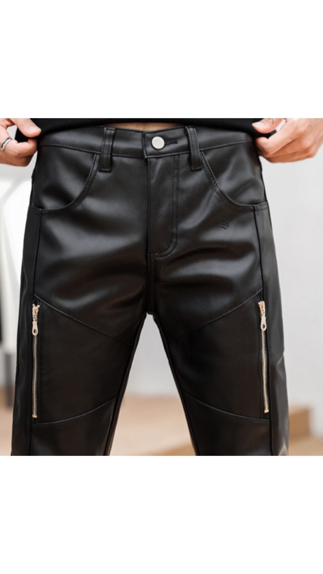 Kosrulla - Black Pu-Leather Pant’s for Men - Sarman Fashion - Wholesale Clothing Fashion Brand for Men from Canada