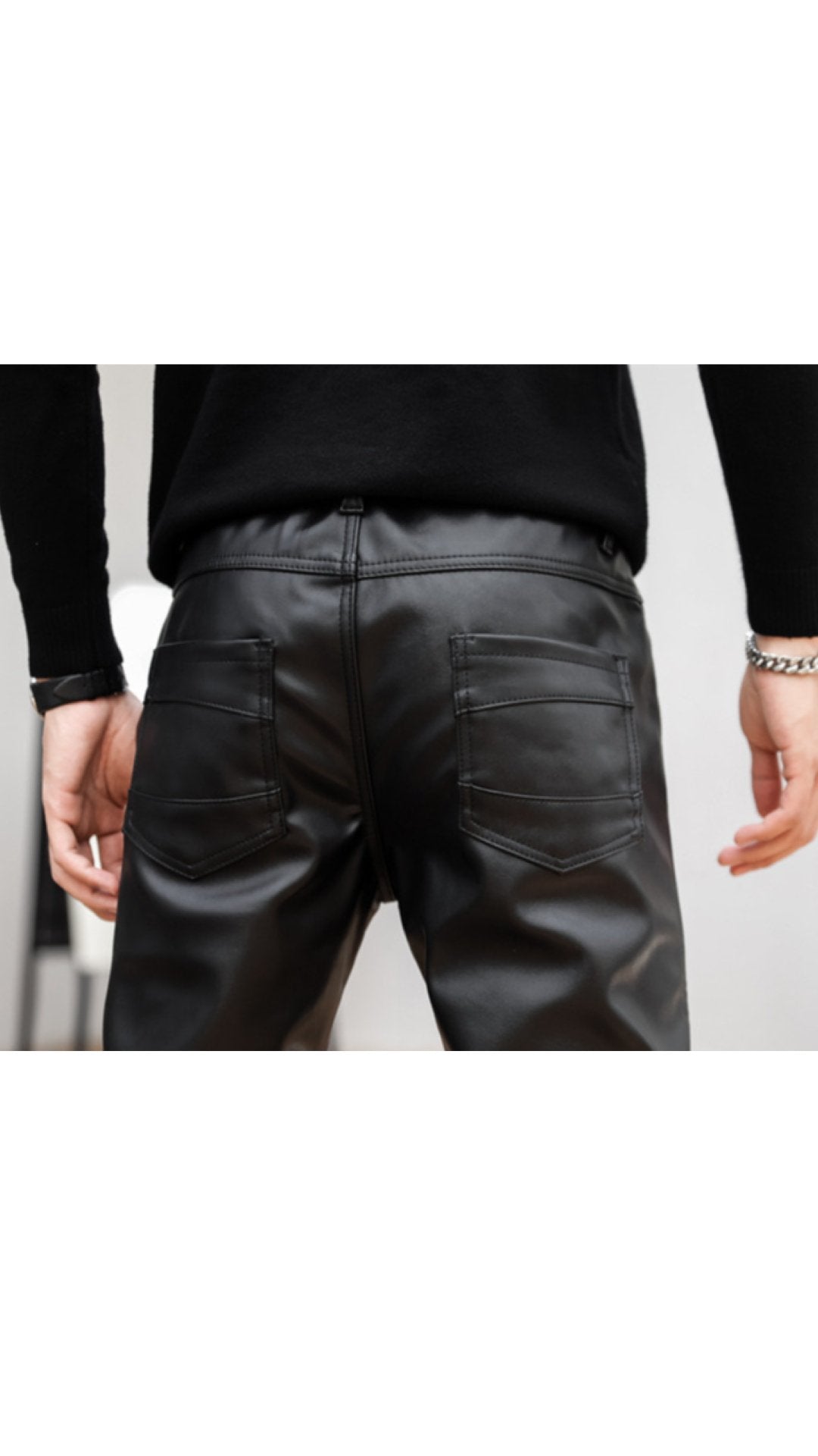 Kosrulla - Black Pu-Leather Pant’s for Men - Sarman Fashion - Wholesale Clothing Fashion Brand for Men from Canada