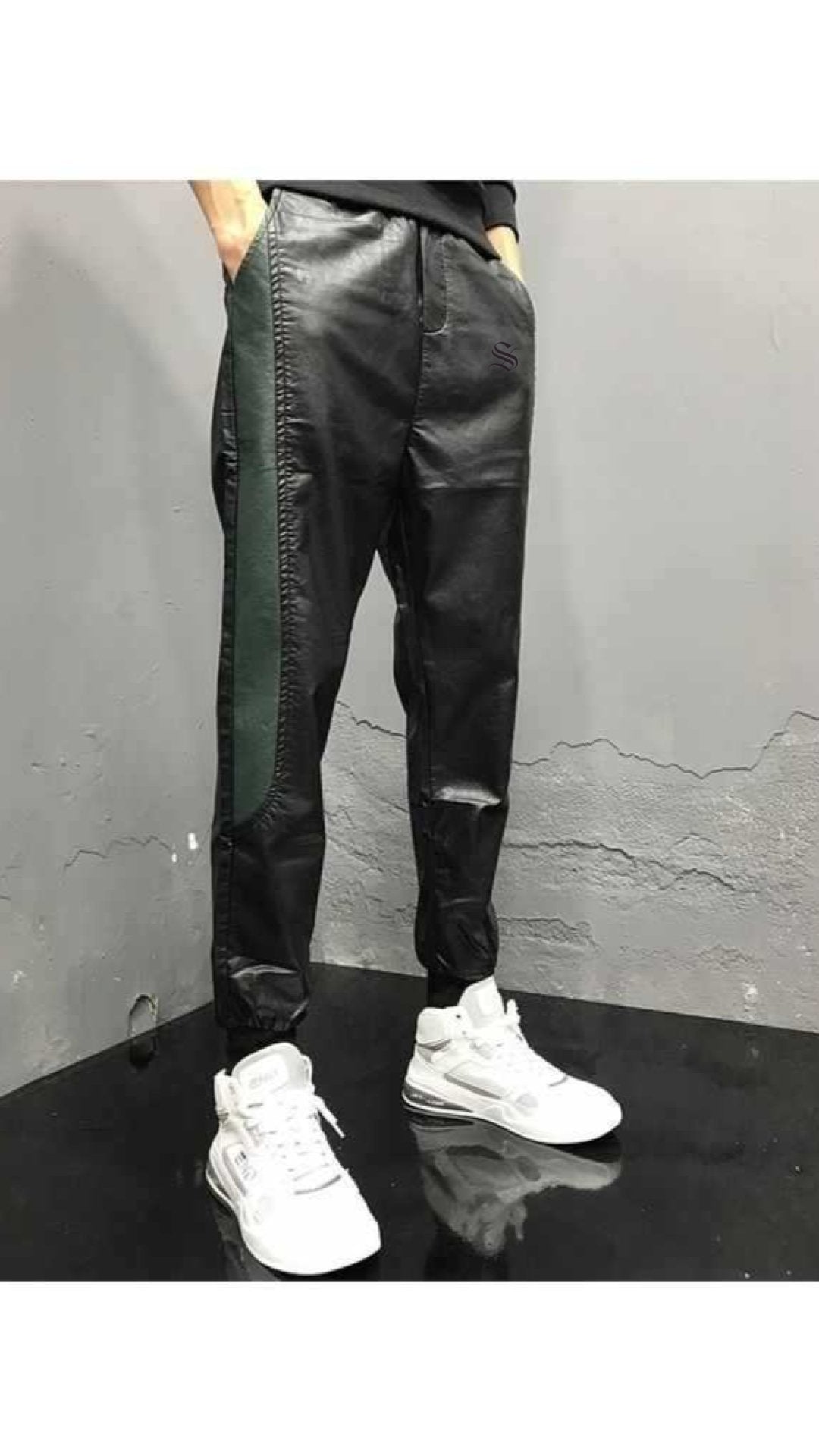 Kugoku - Black Pu-Leather Pant’s for Men - Sarman Fashion - Wholesale Clothing Fashion Brand for Men from Canada