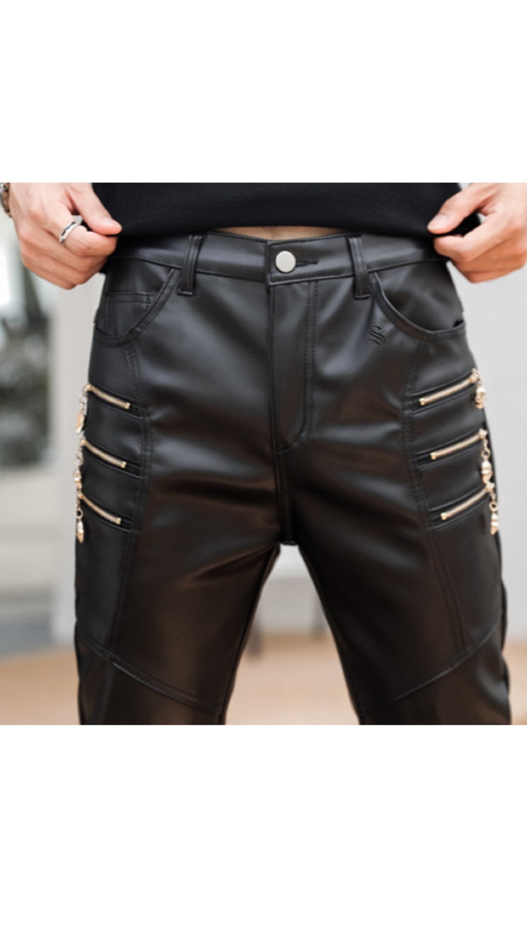 Kurdino - Black Pu-Leather Pant’s for Men - Sarman Fashion - Wholesale Clothing Fashion Brand for Men from Canada
