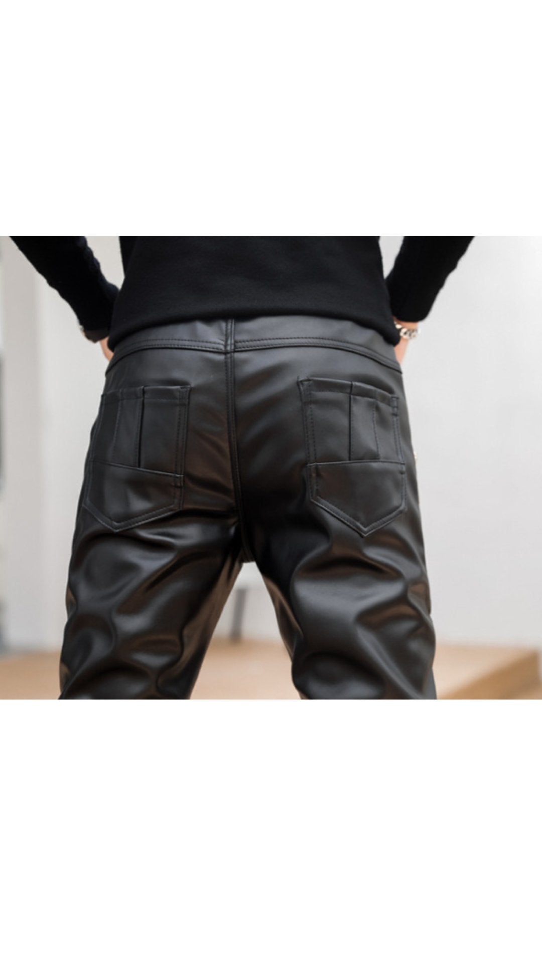Kurdino - Black Pu-Leather Pant’s for Men - Sarman Fashion - Wholesale Clothing Fashion Brand for Men from Canada