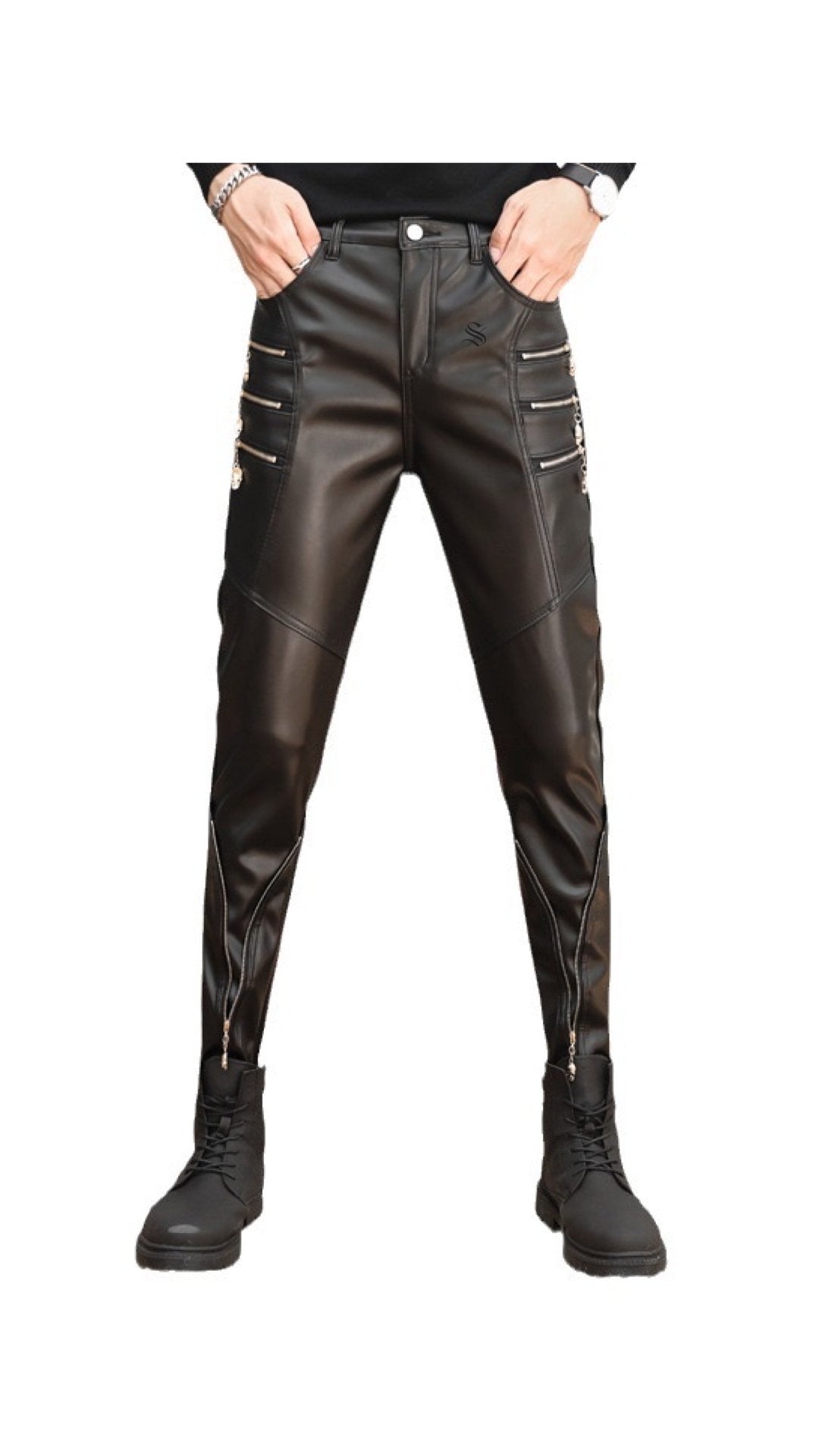 Kurdino - Black Pu-Leather Pant’s for Men - Sarman Fashion - Wholesale Clothing Fashion Brand for Men from Canada