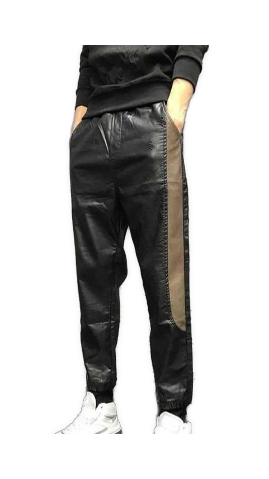 Mongol - Black Pu-Leather Pant’s for Men - Sarman Fashion - Wholesale Clothing Fashion Brand for Men from Canada