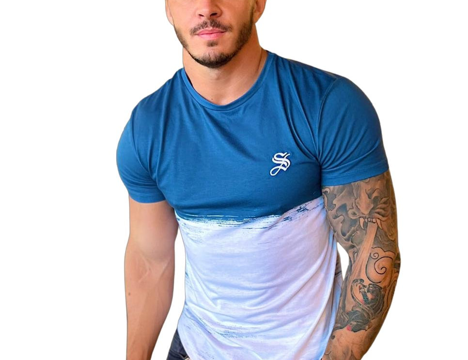 Polar Bear - Blue T-shirt for Men - Sarman Fashion - Wholesale Clothing Fashion Brand for Men from Canada