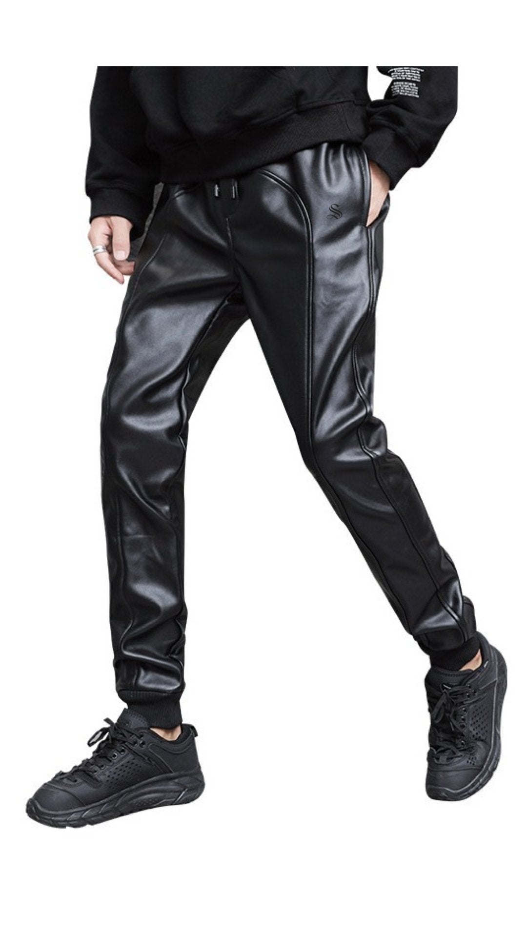 Suldinum - Pu Leather Joggers for Men - Sarman Fashion - Wholesale Clothing Fashion Brand for Men from Canada